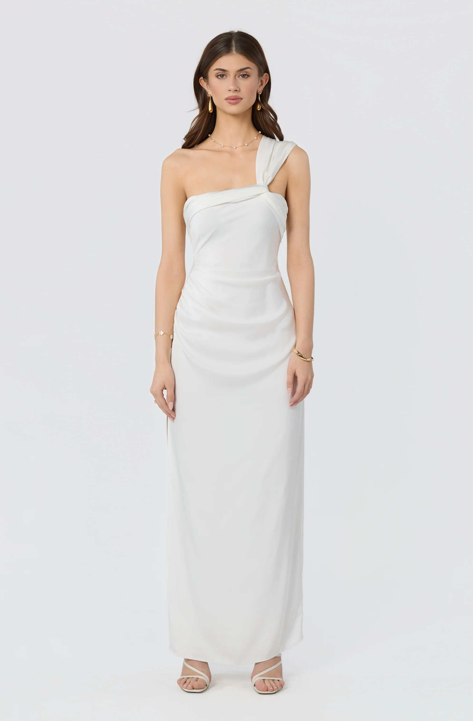Catori One-Shoulder Ruched Satin Maxi Dress - Image 14