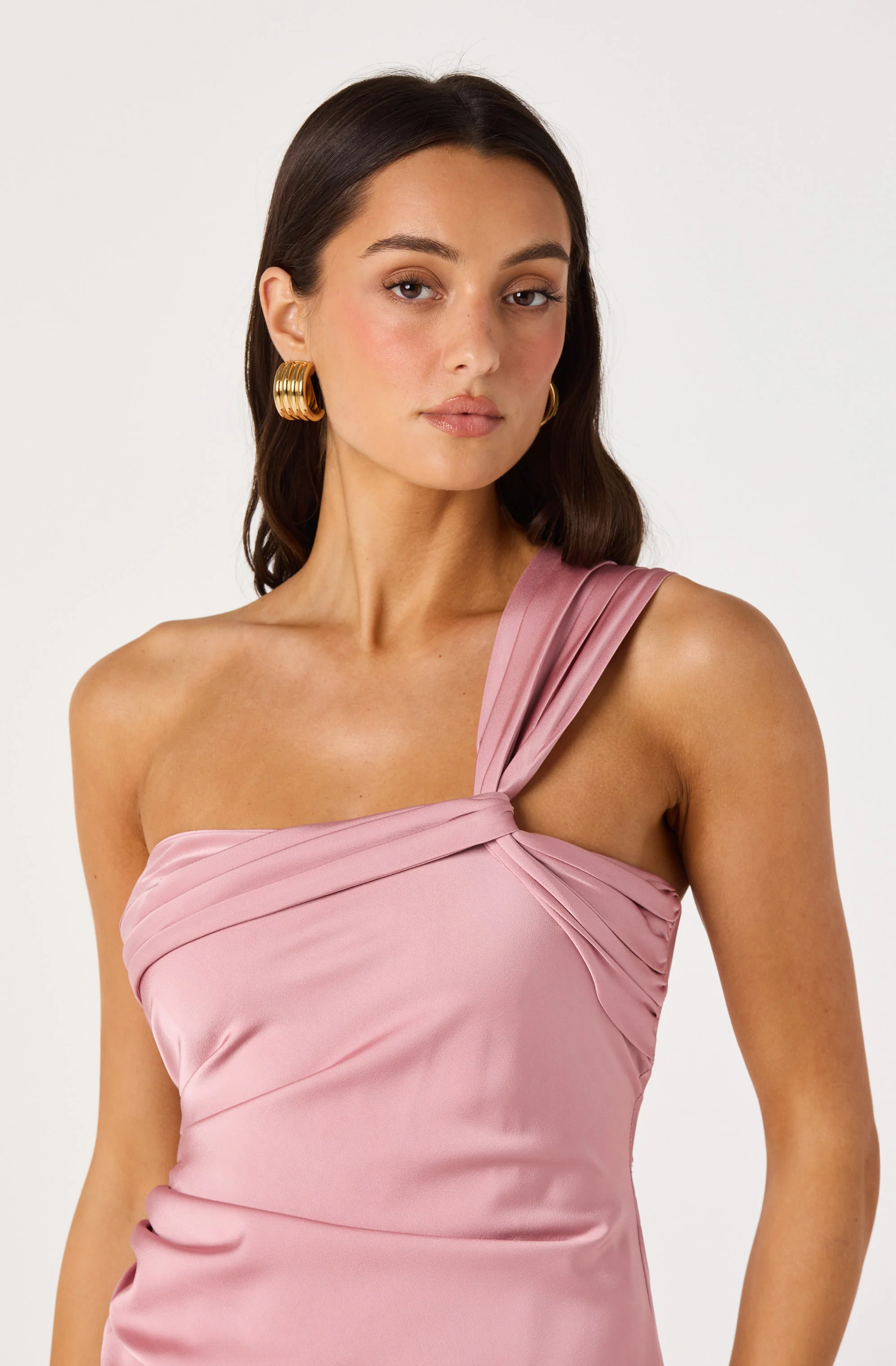 Catori One-Shoulder Ruched Satin Maxi Dress - Image 6