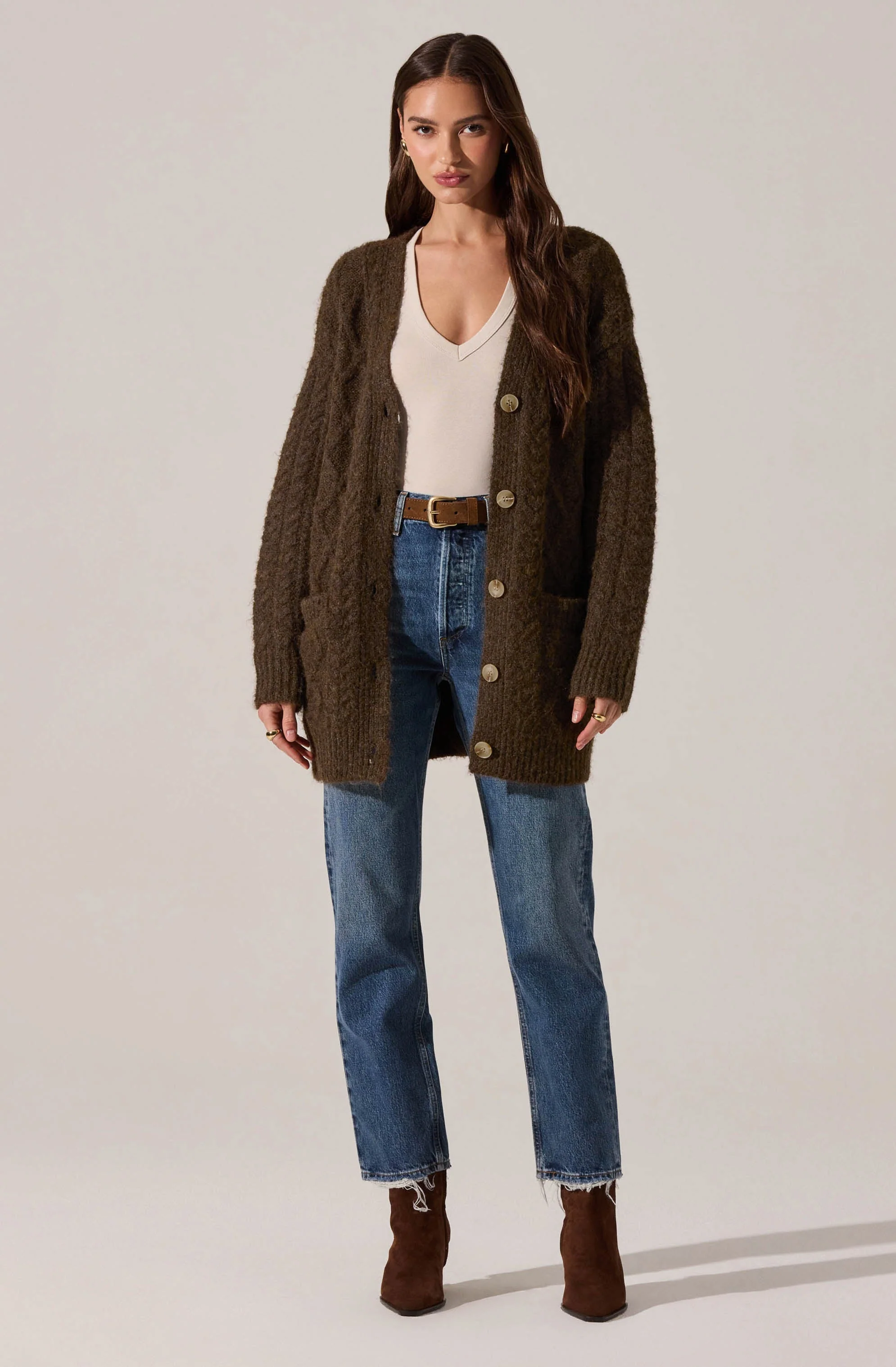 Charli Cable Knit Cardigan Sweater - Image 3