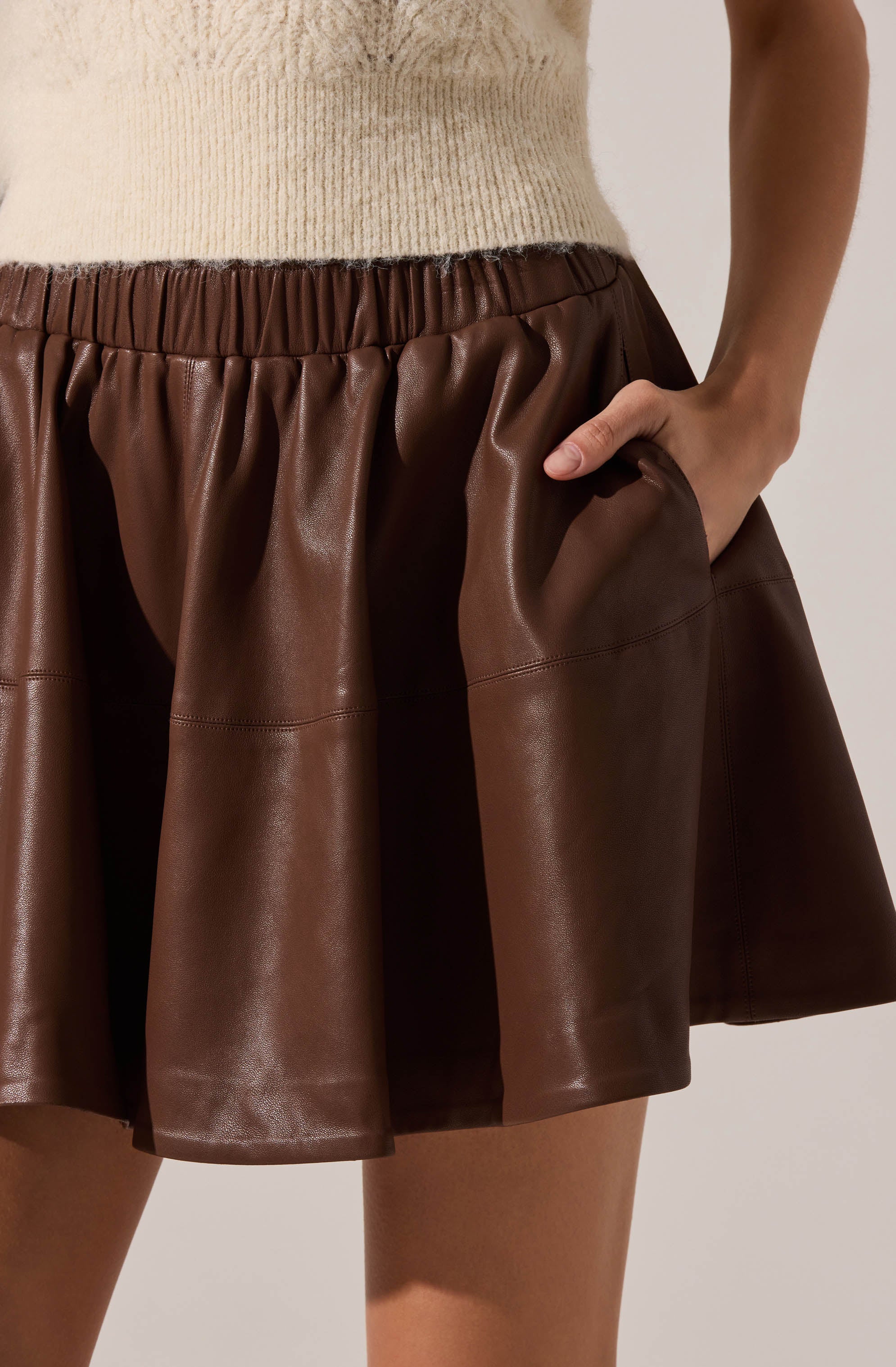 Chelsey Flared Faux Leather Skirt - Image 10