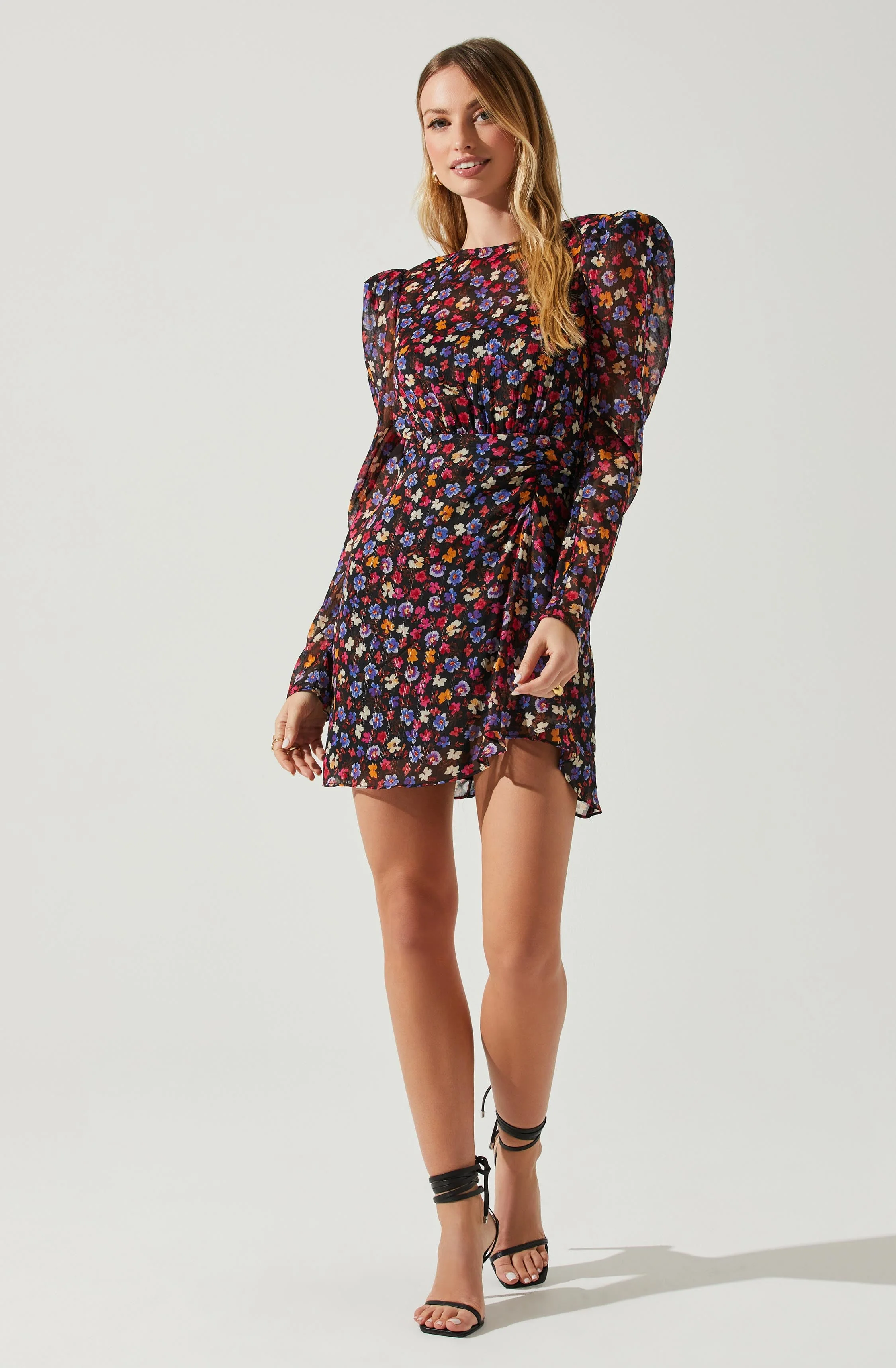Cindy Floral Long Sleeve Mini Dress - Image 3