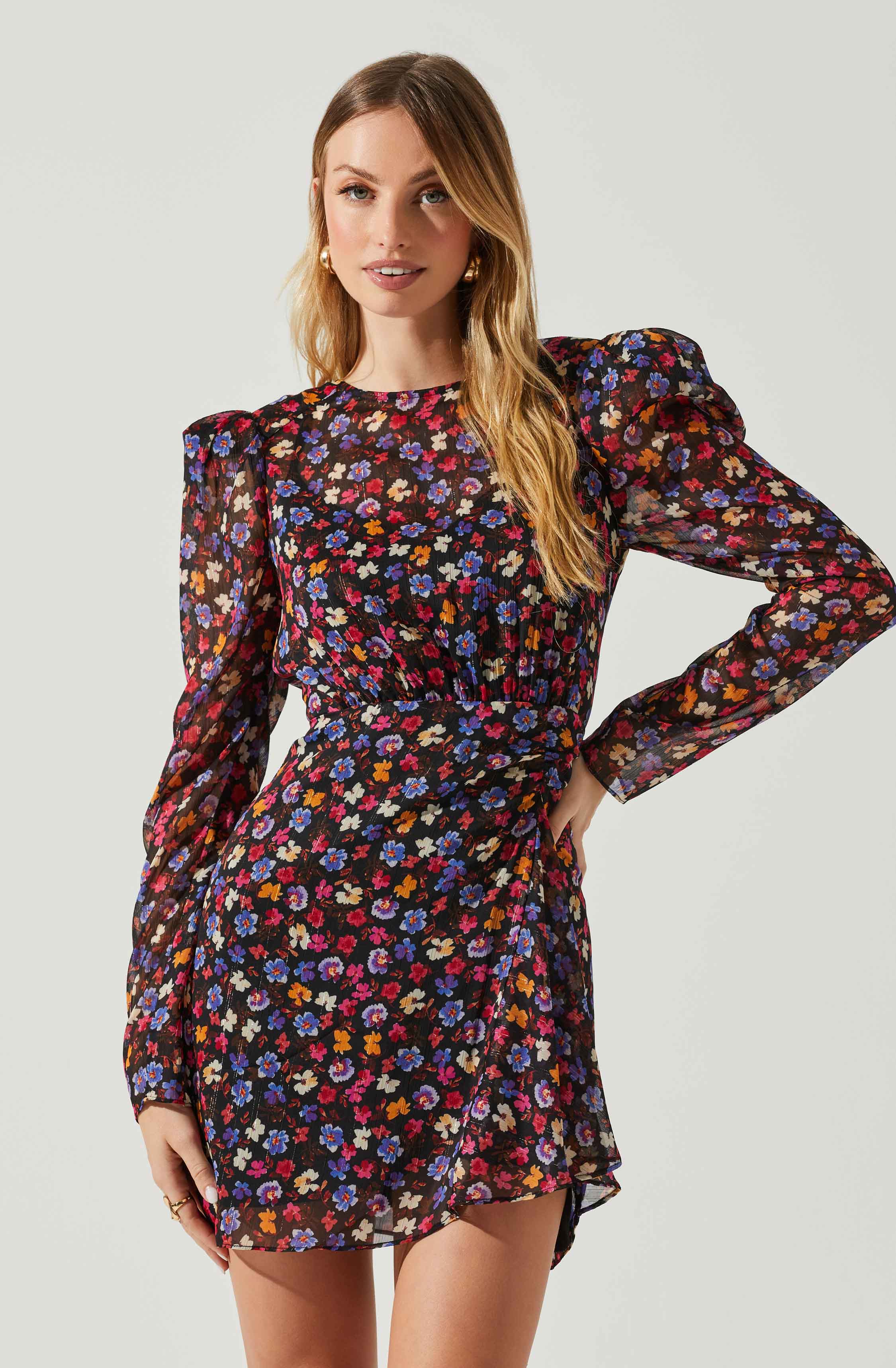 Cindy Floral Long Sleeve Mini Dress - Image 4