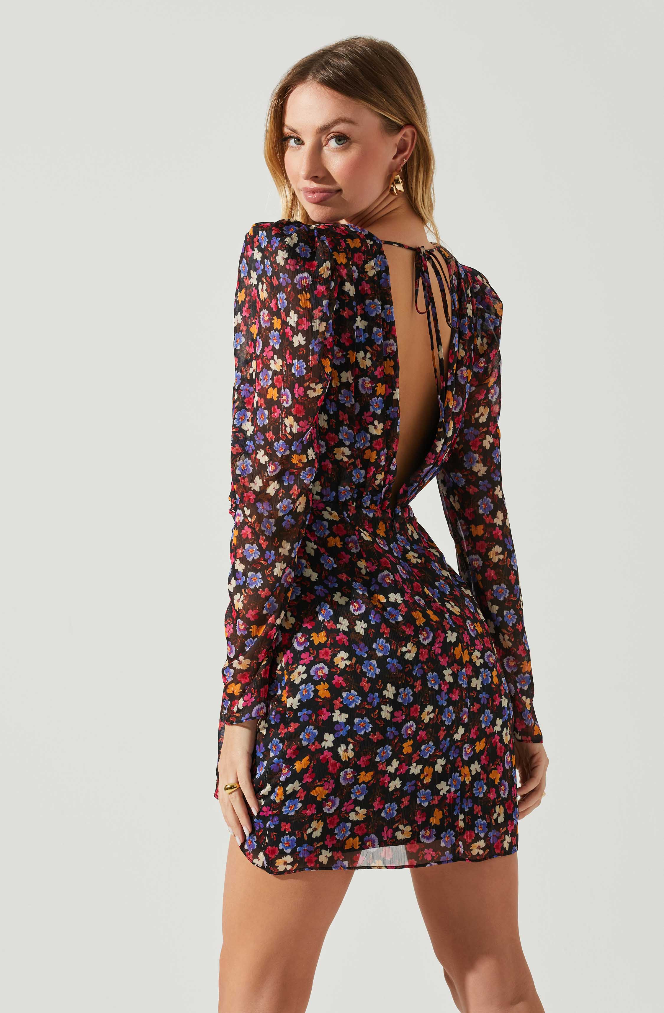 Cindy Floral Long Sleeve Mini Dress - Image 5