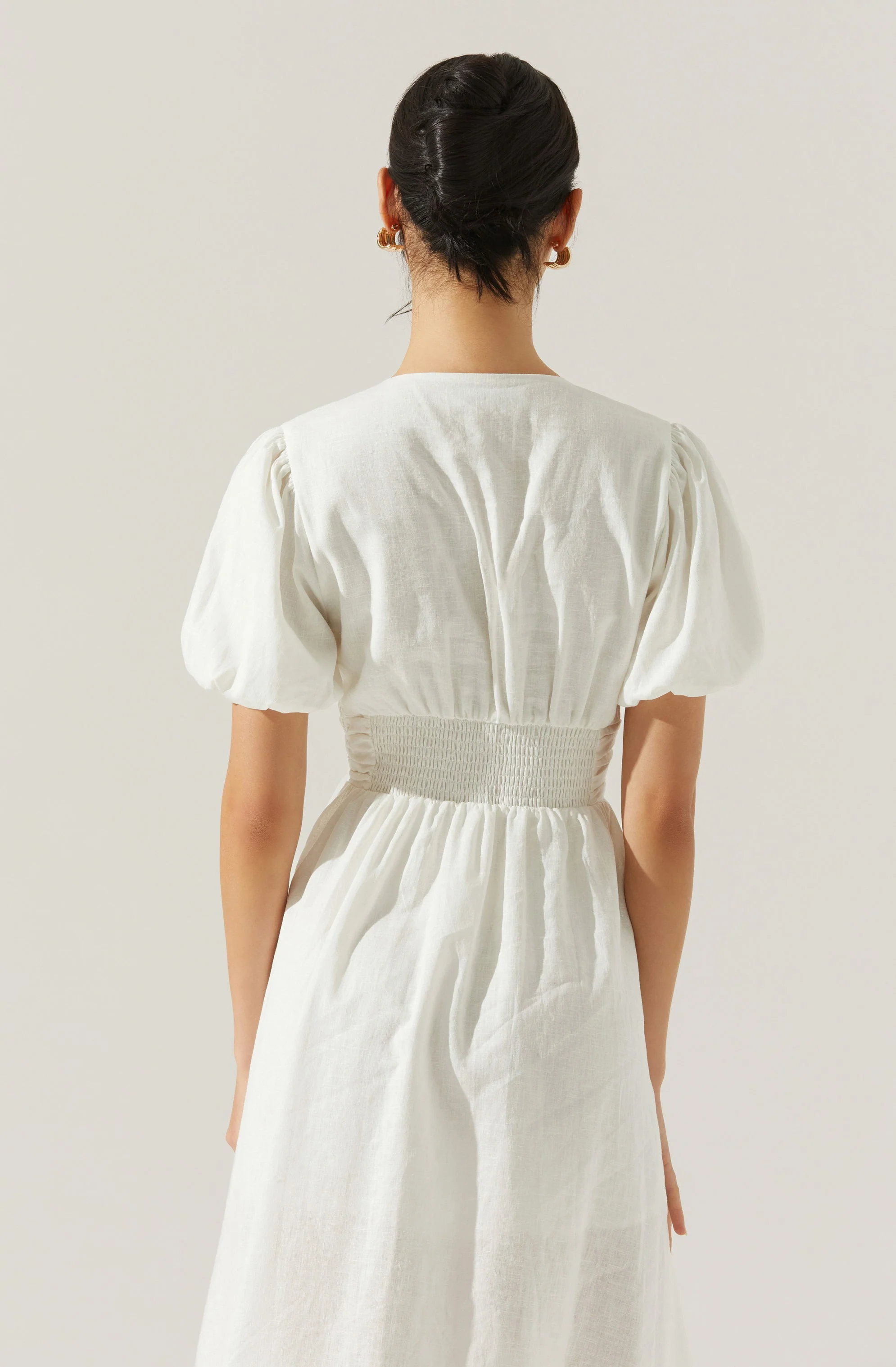 Citrine Linen Bow Front Midi Dress - Image 4