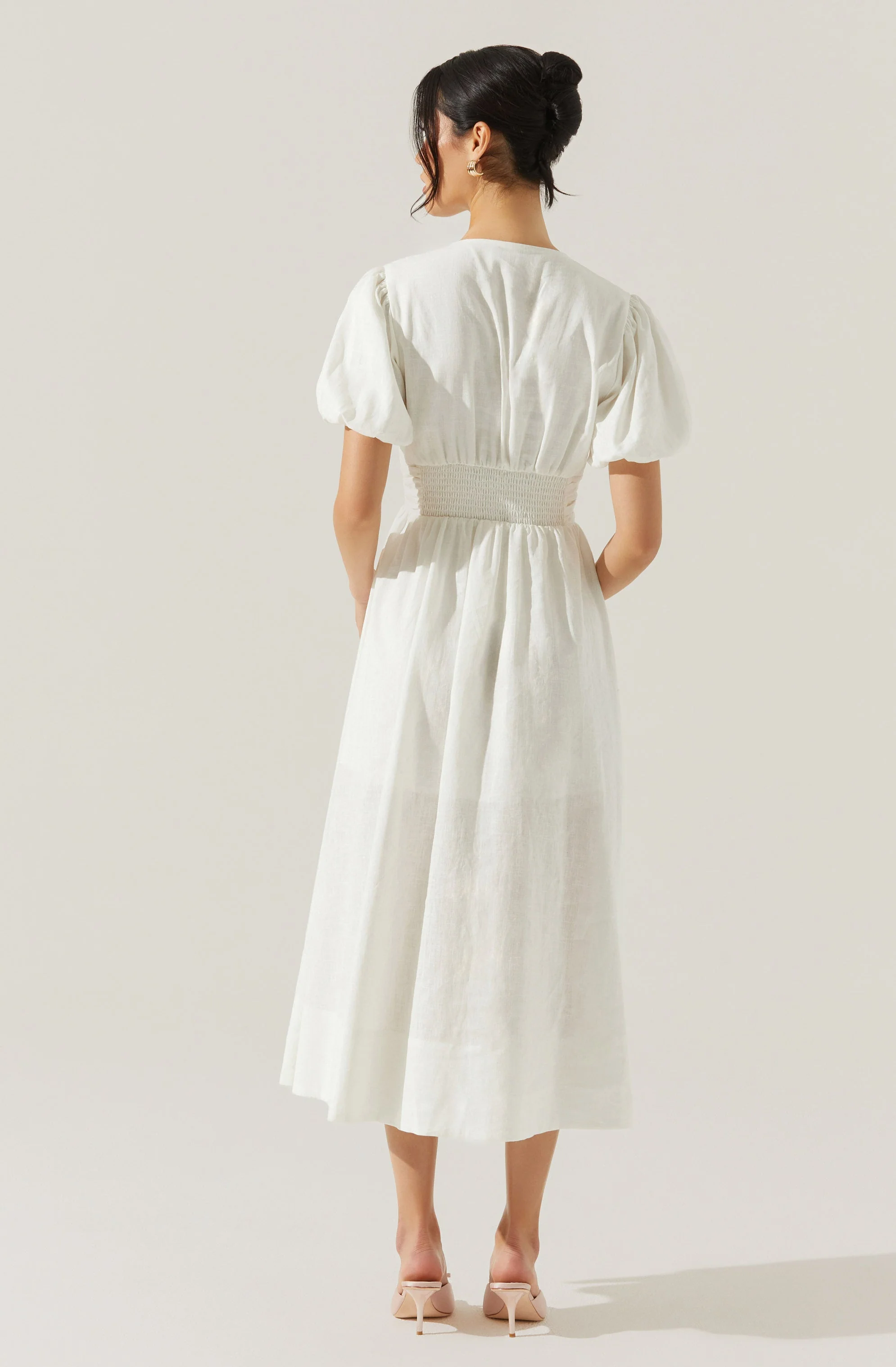 Citrine Linen Bow Front Midi Dress - Image 6