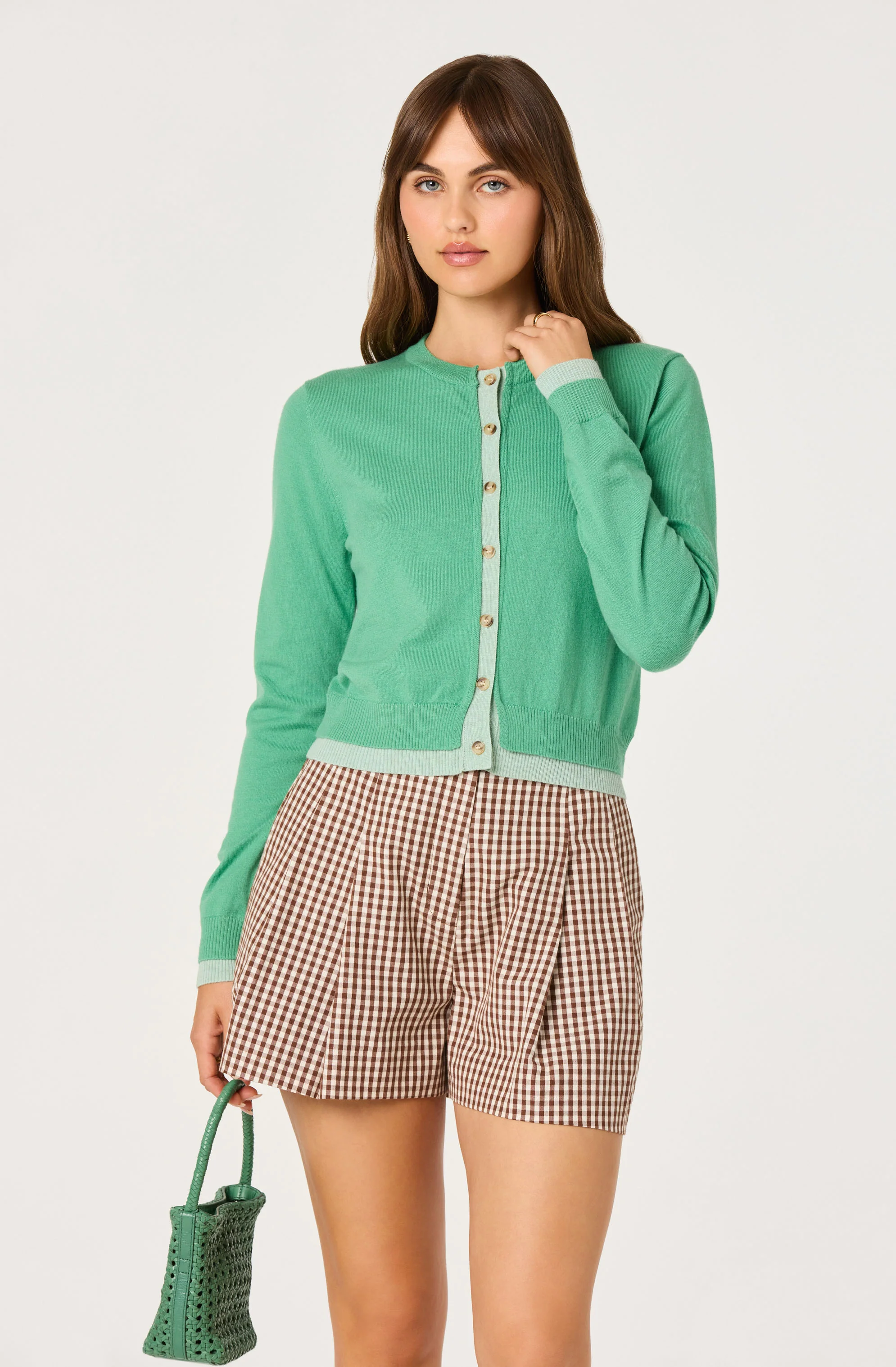 Clovis Color Block Faux Layered Cardigan