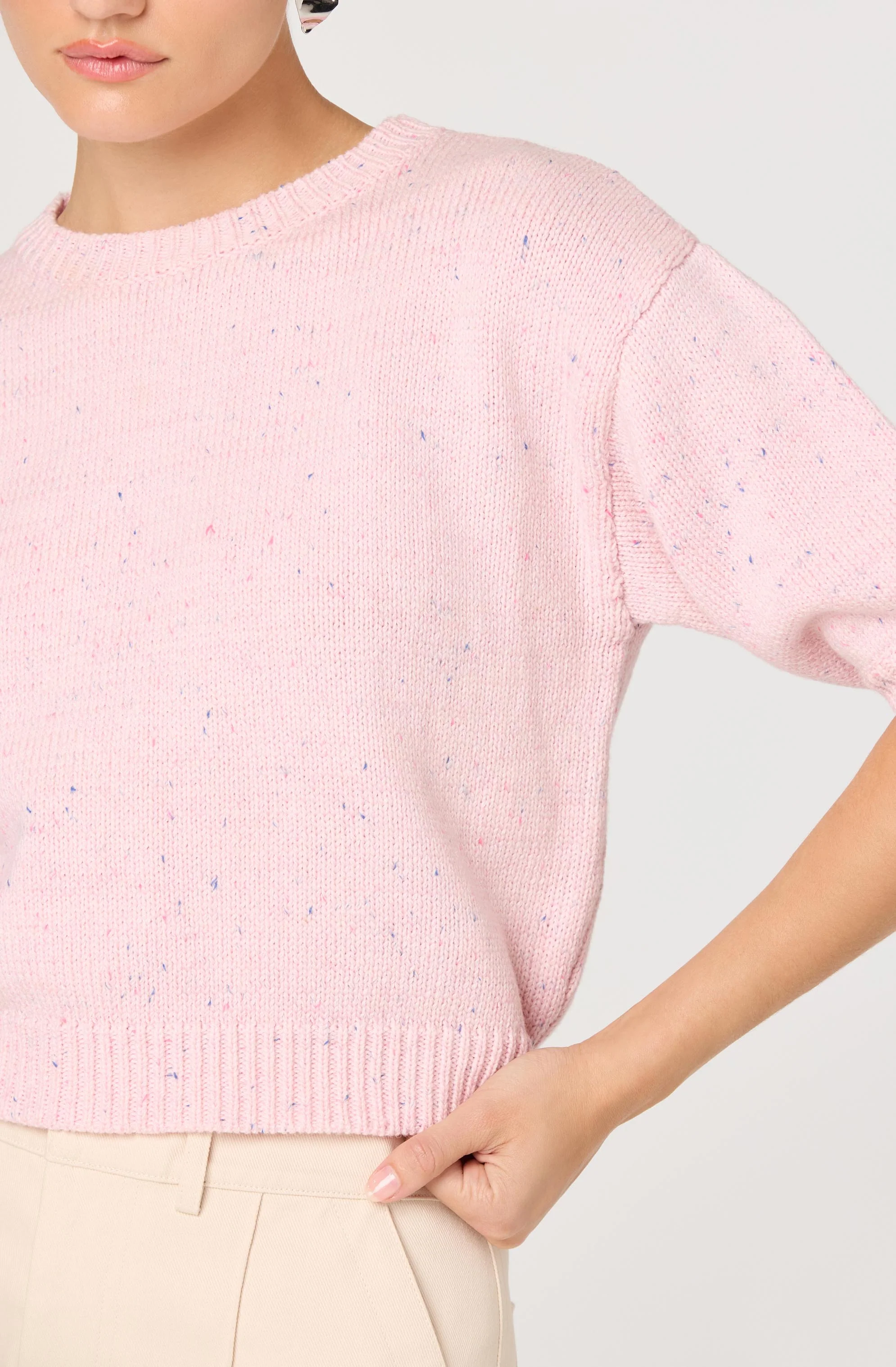 Colette Flecked Knit Short Sleeve Sweater - Image 5