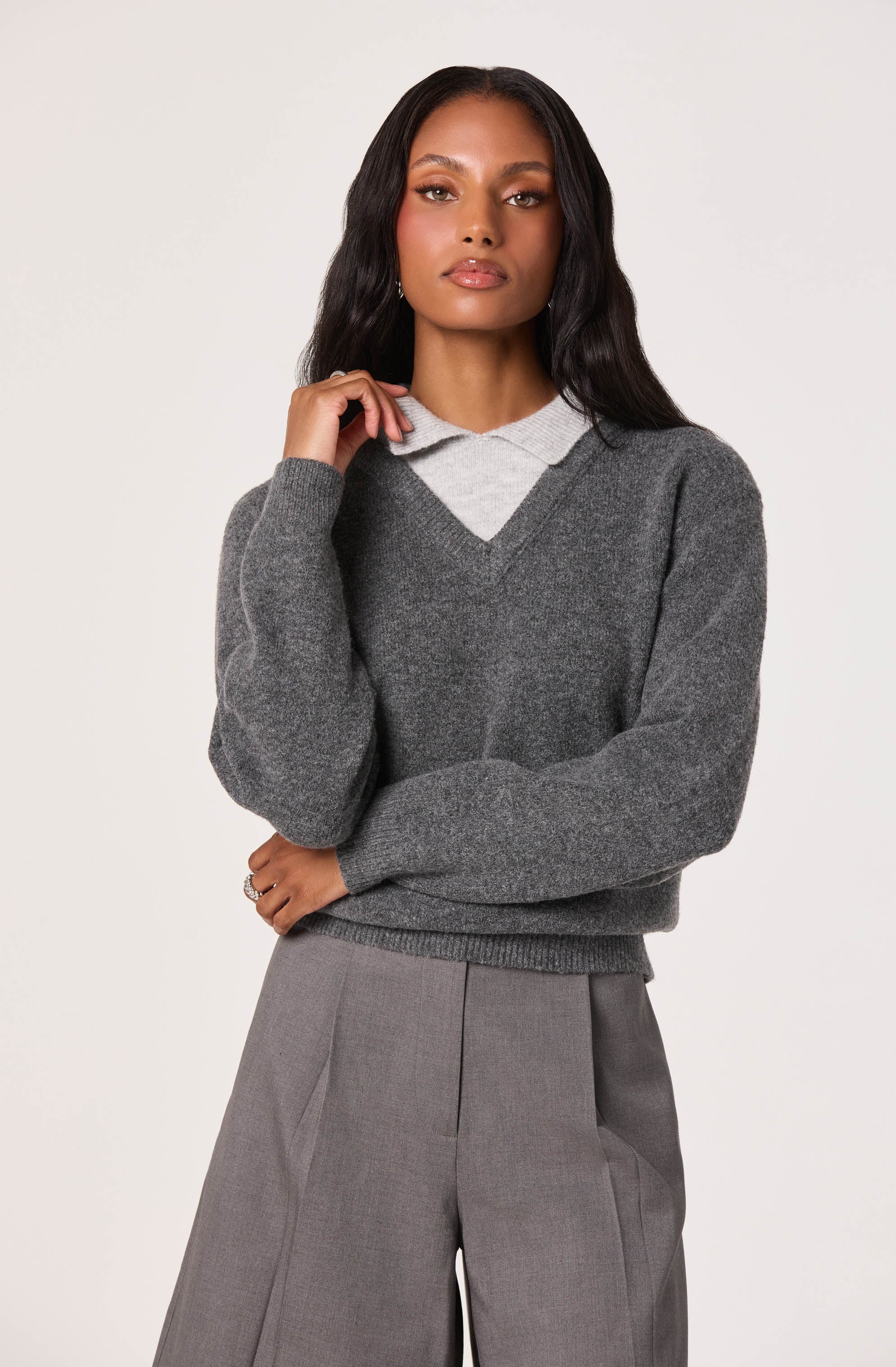 Contrast Faux Layered Sweater - Image 3