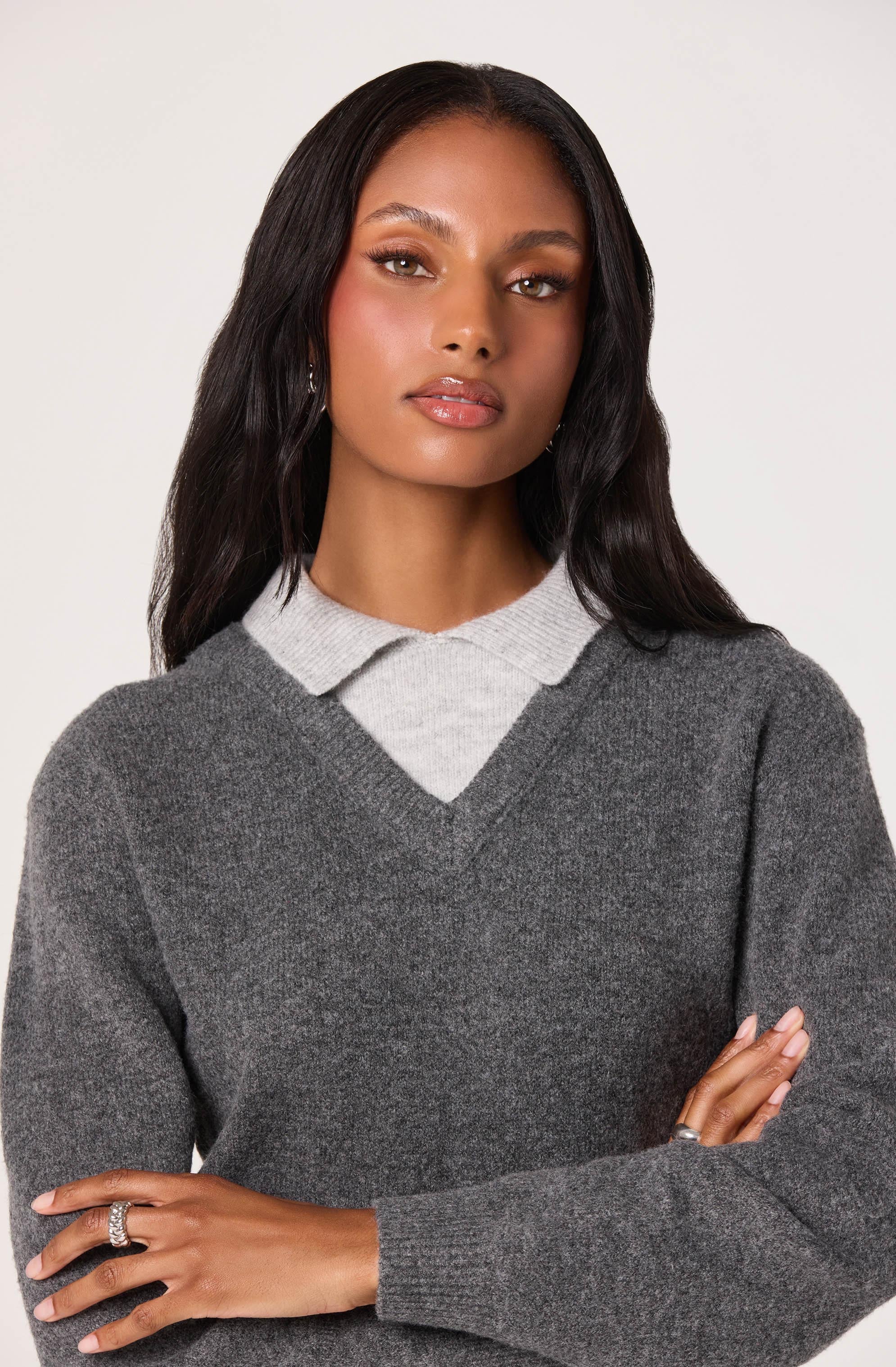 Contrast Faux Layered Sweater - Image 5