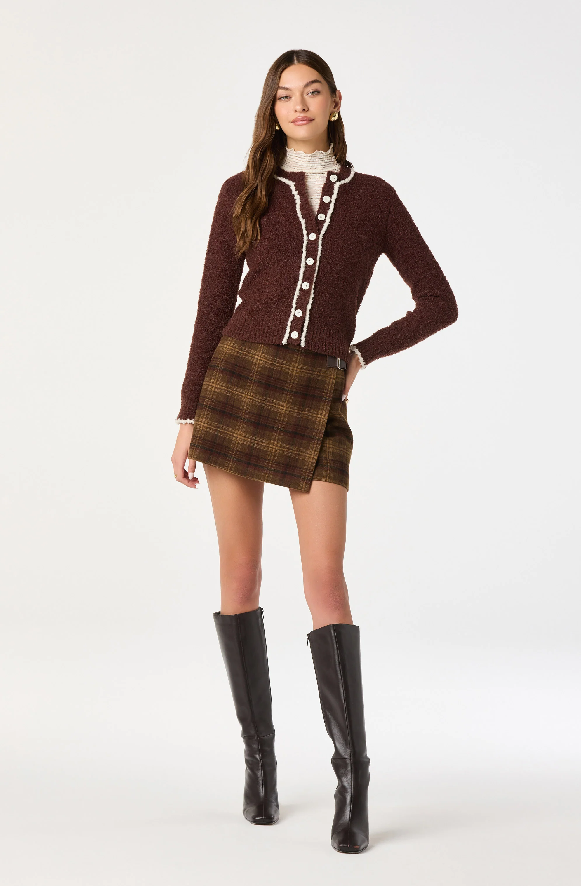 Contrast Stitch Textured Cardigan - Image 2