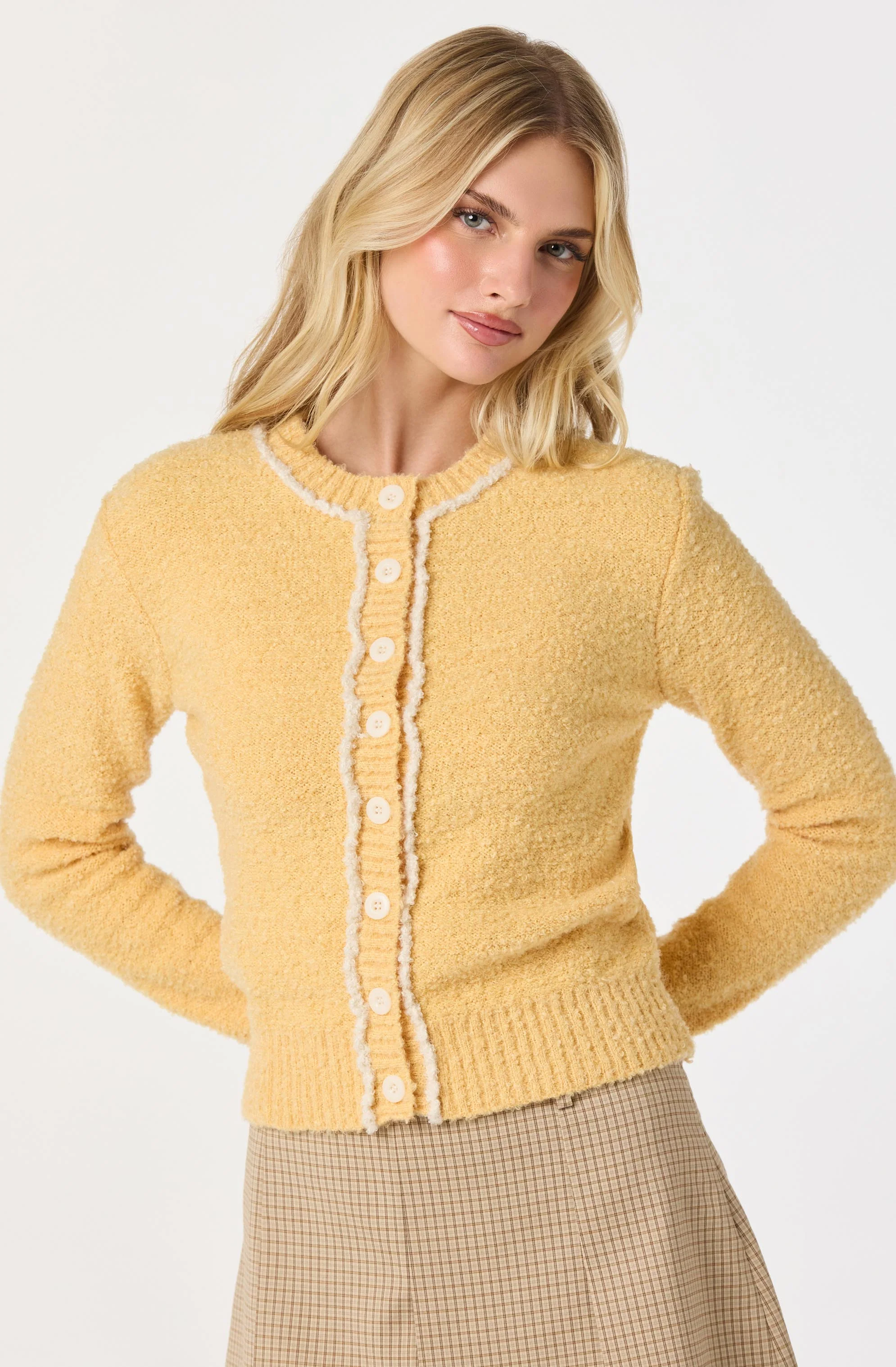 Contrast Stitch Textured Cardigan - Image 7