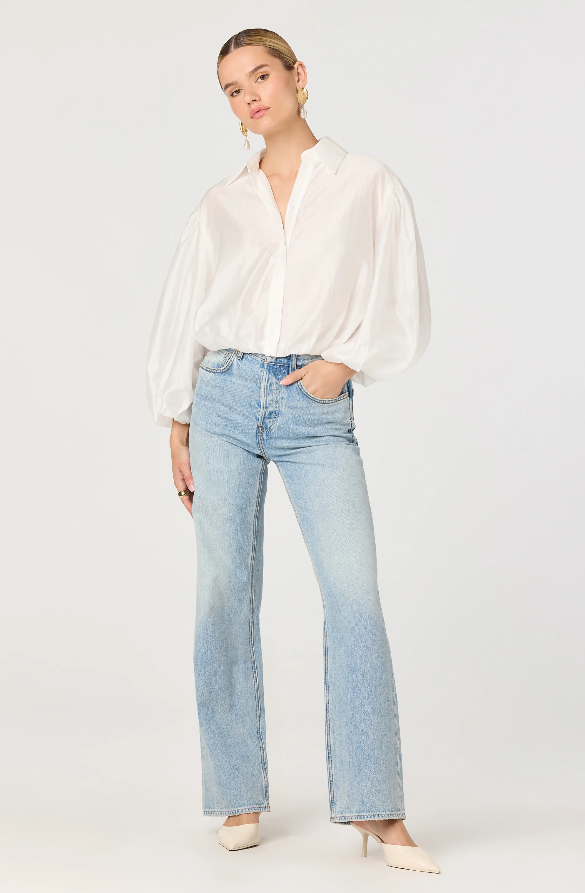 Cordey Collared Balloon Sleeve Poet Top - Image 10