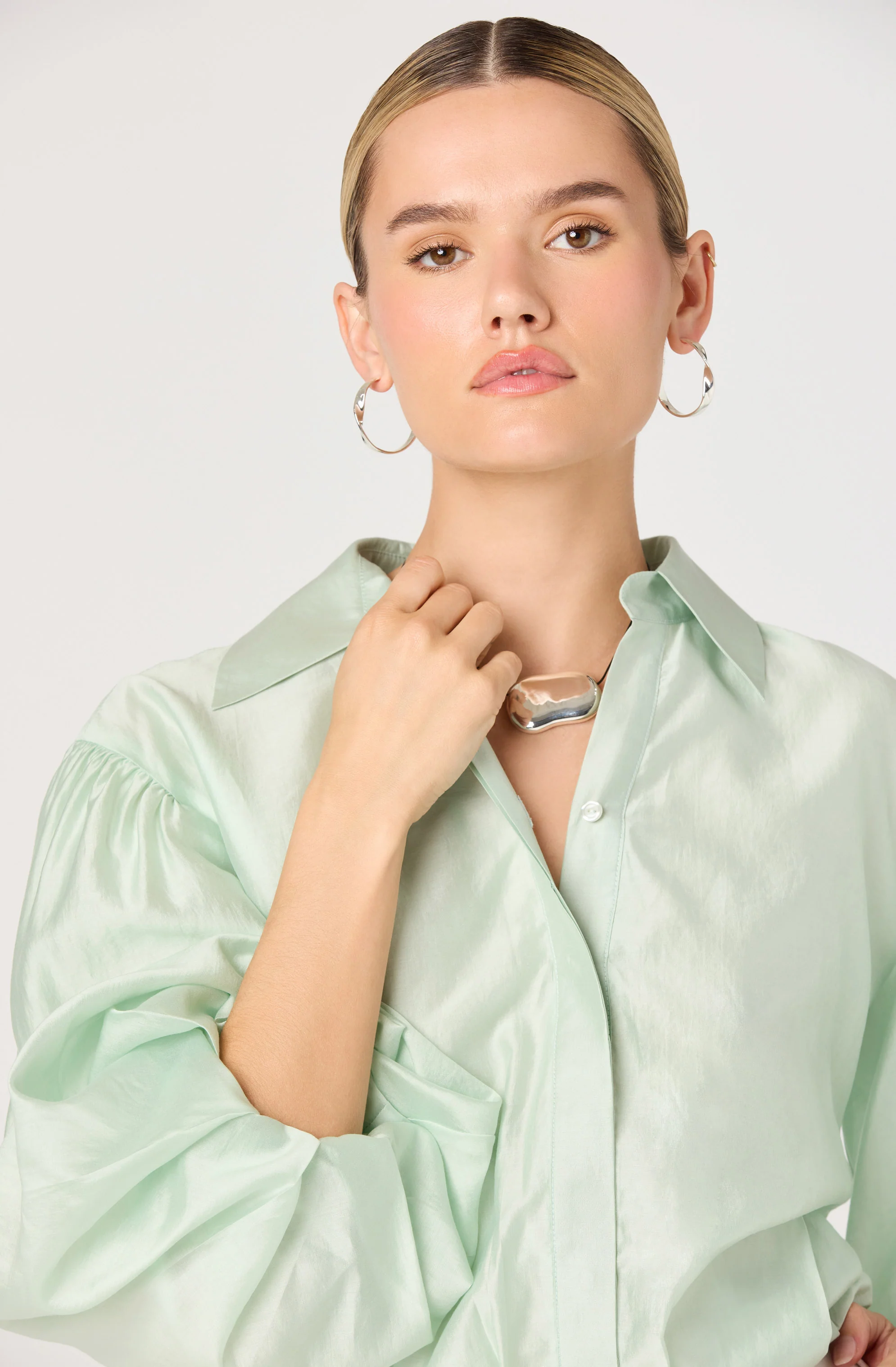 Cordey Collared Balloon Sleeve Poet Top - Image 4