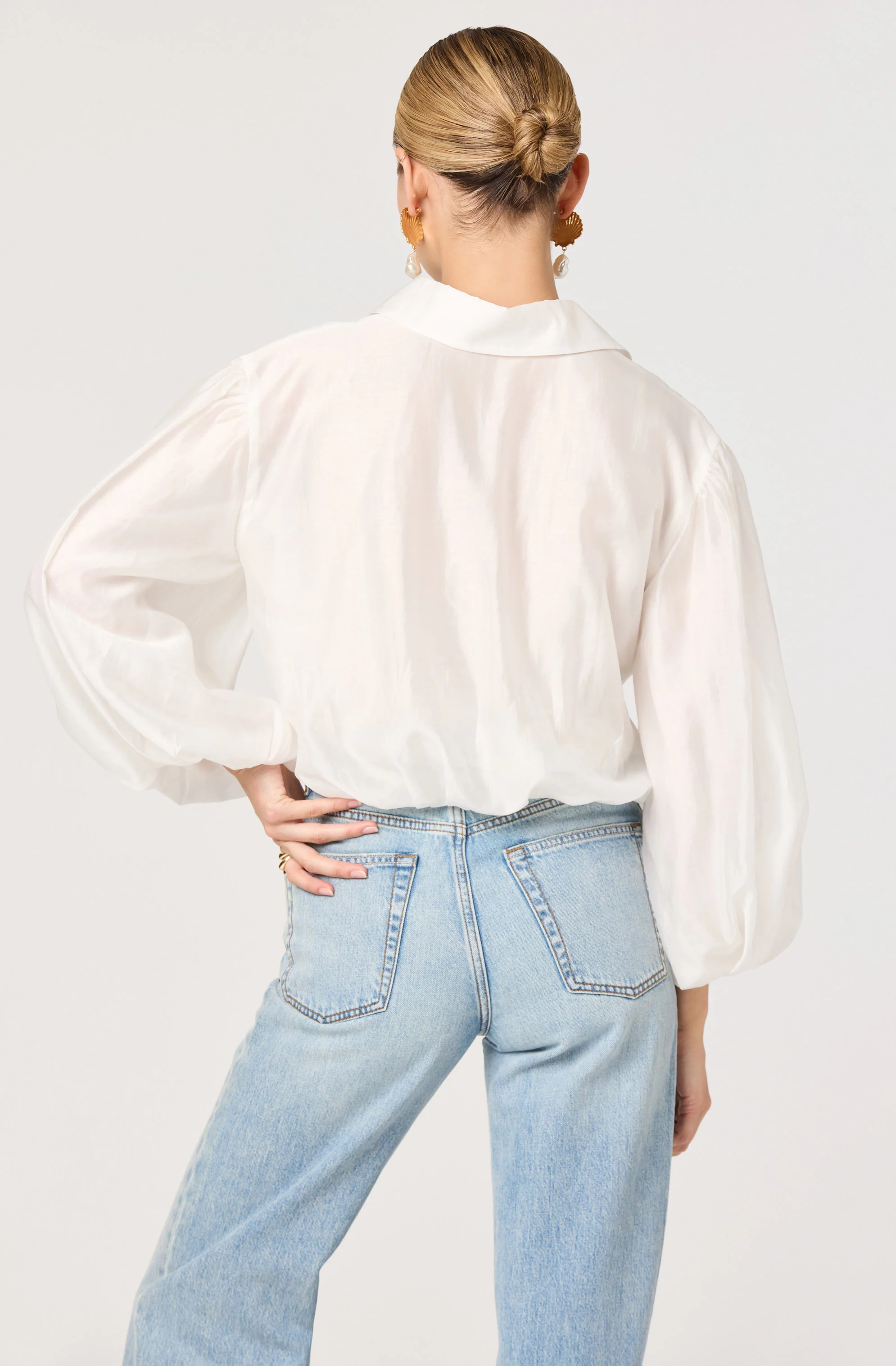 Cordey Collared Balloon Sleeve Poet Top - Image 9
