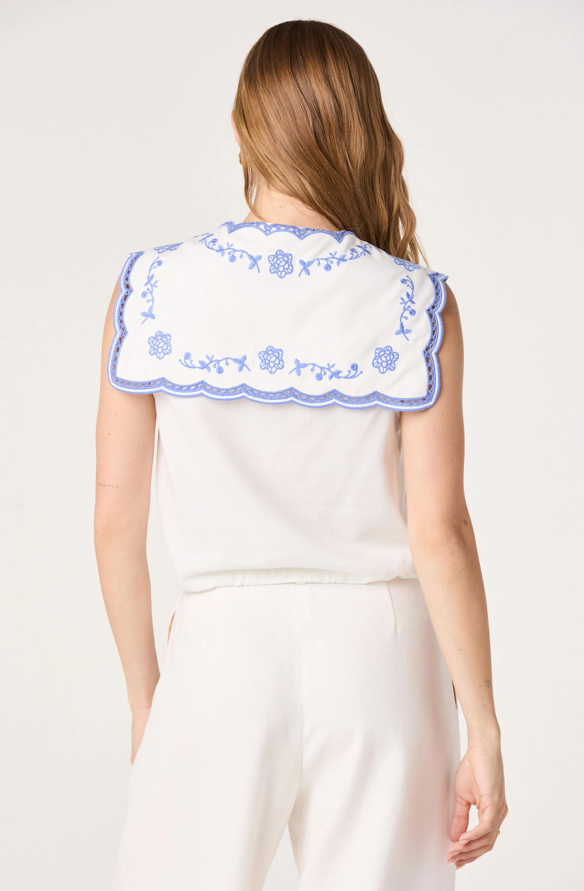 Corinne Embroidered Sailor Collar Top - Image 4