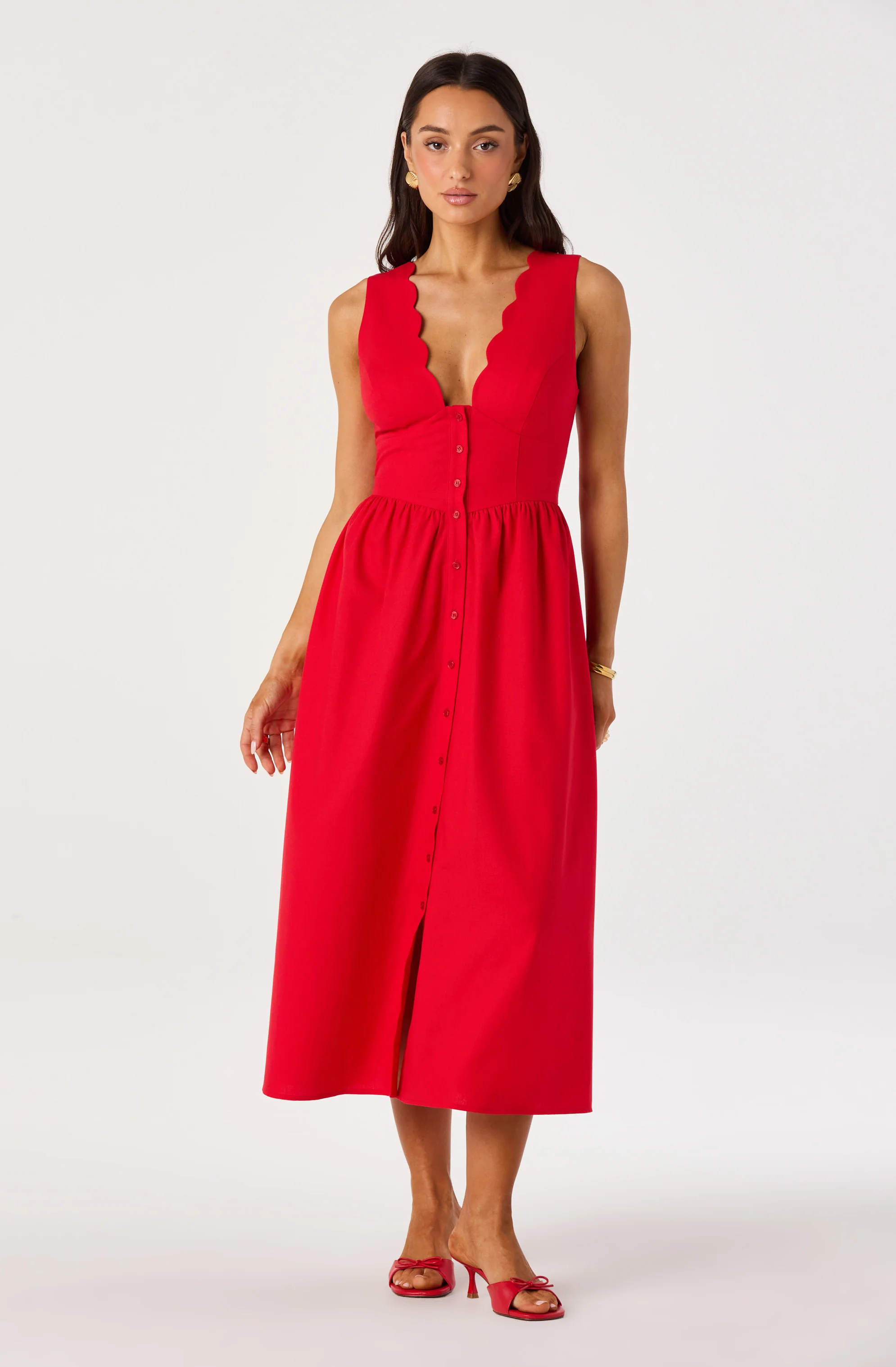 Cory V-Neck Button-Front Midi Dress - Image 10