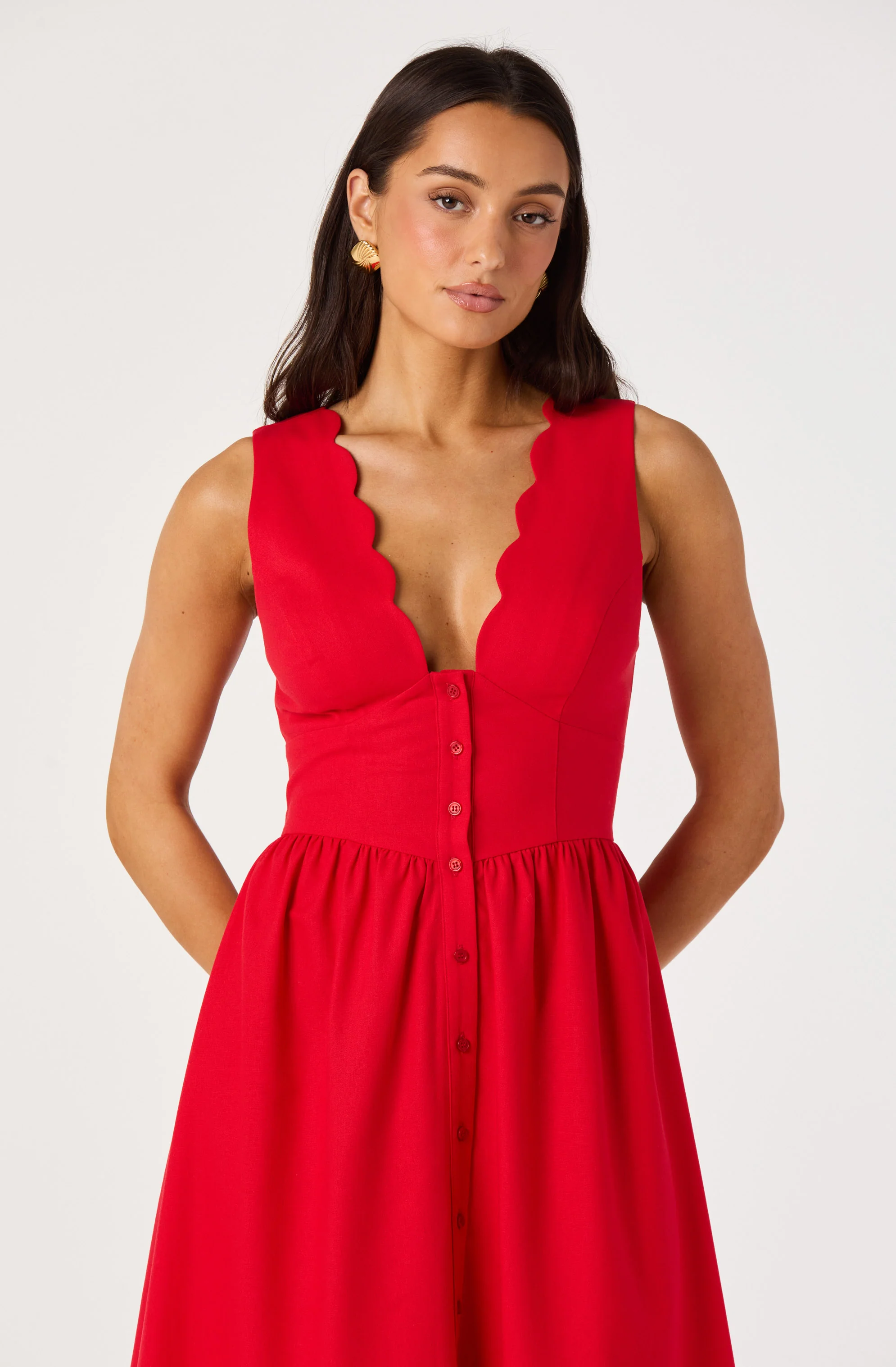 Cory V-Neck Button-Front Midi Dress - Image 12