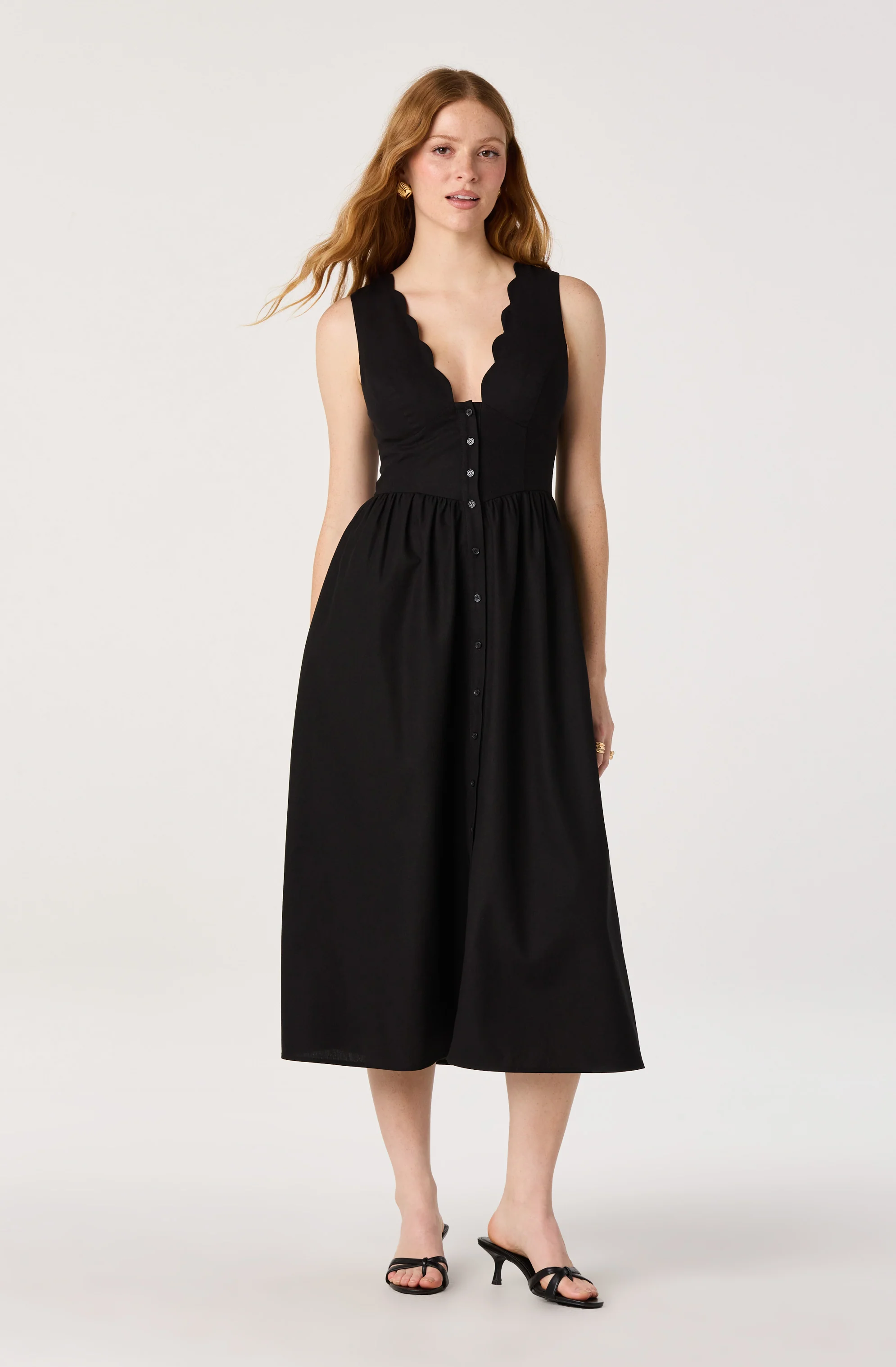 Cory V-Neck Button-Front Midi Dress - Image 4