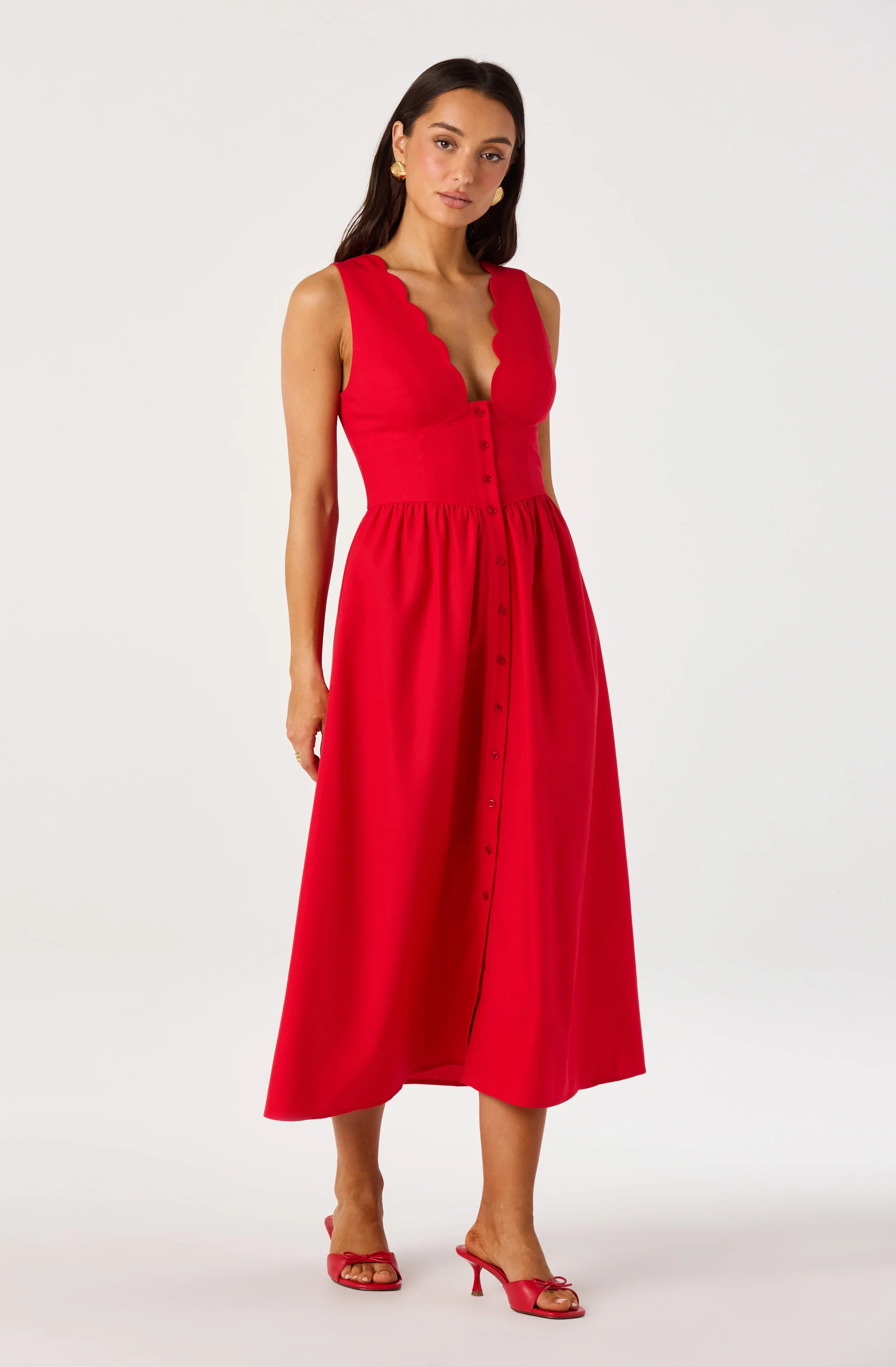 Cory V-Neck Button-Front Midi Dress - Image 7