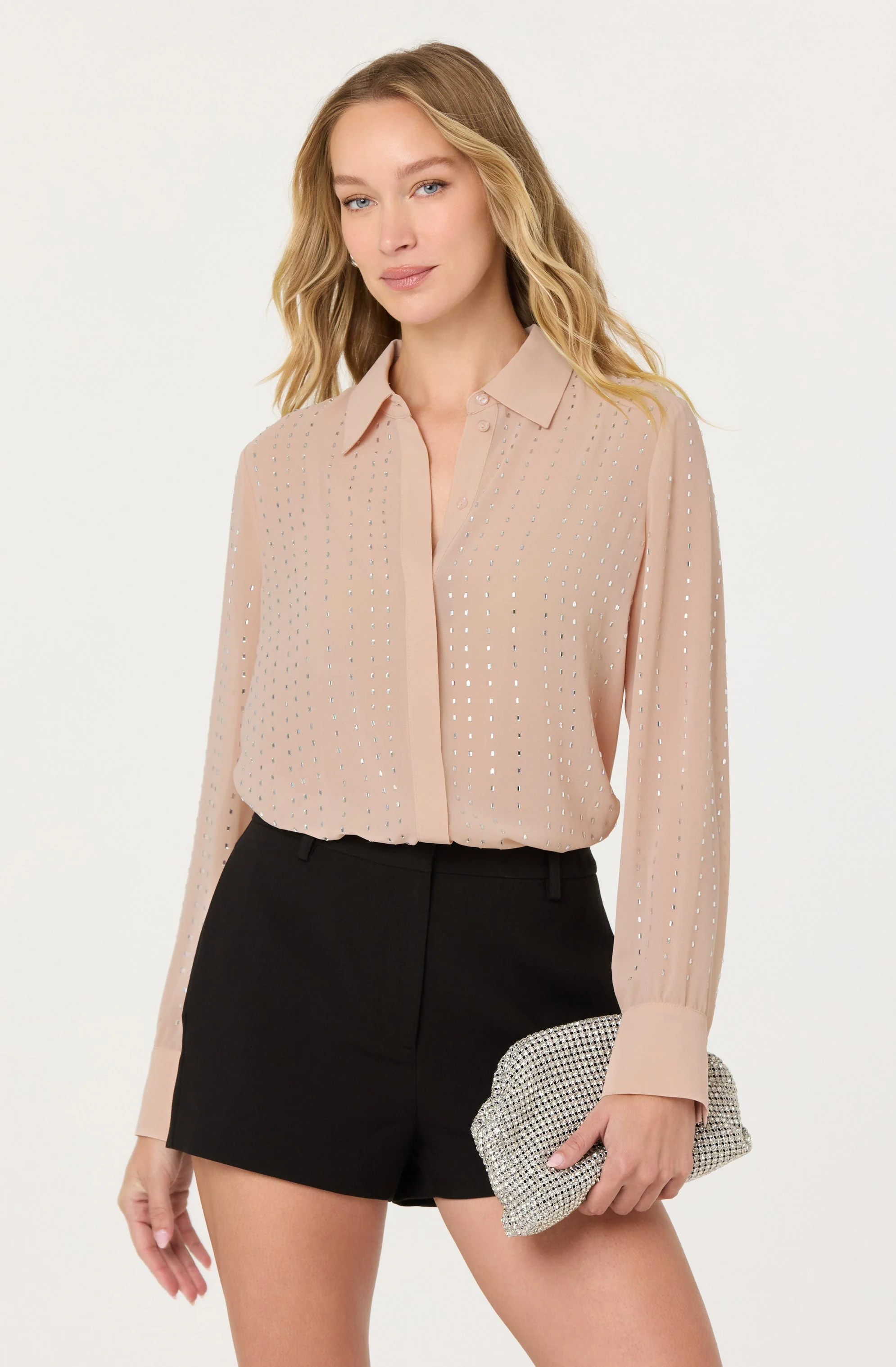 Cristal Semi-Sheer Rhinestone Shirt - Image 2