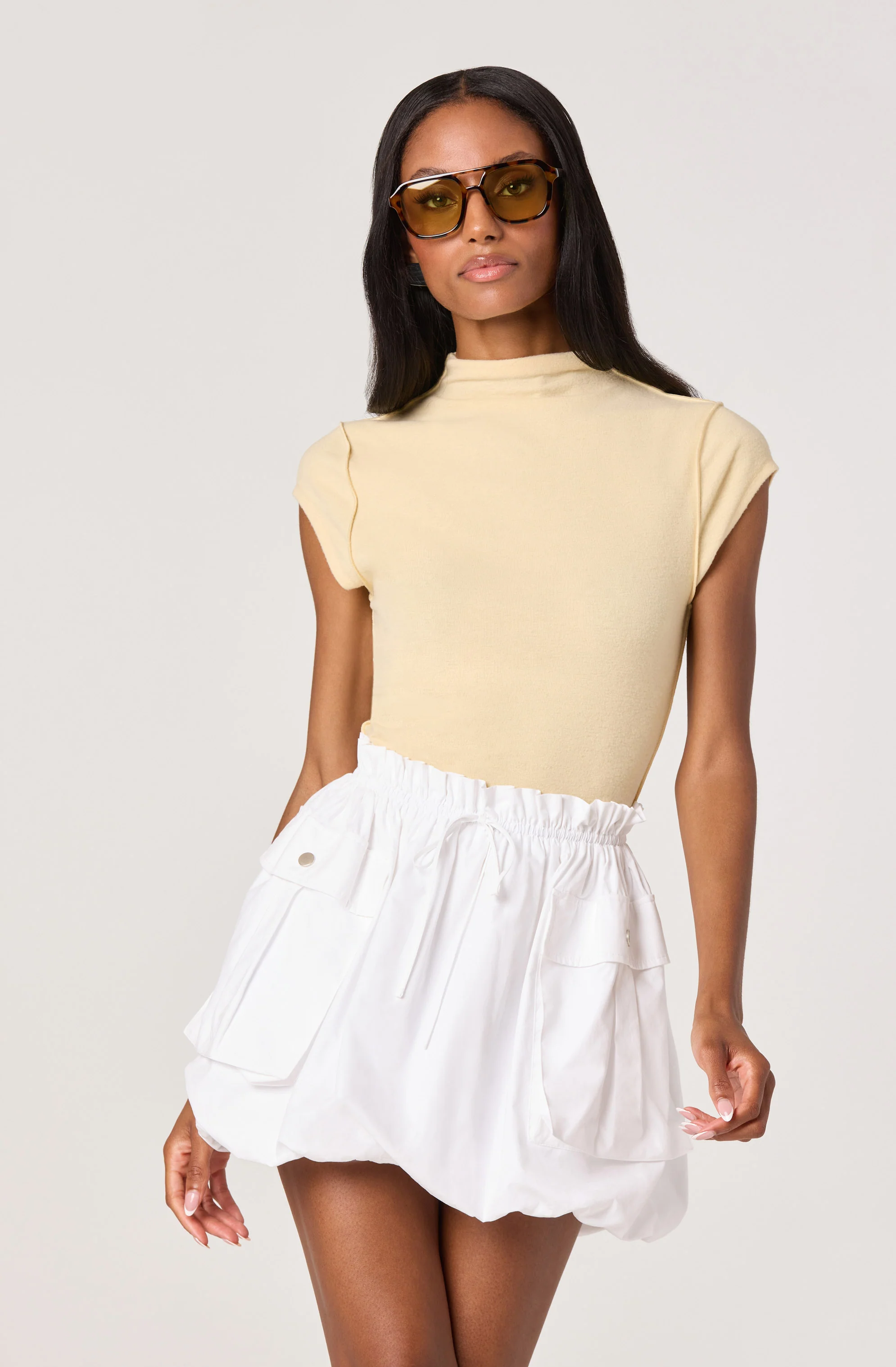 Cydney Mockneck Cap Sleeve Top - Image 3