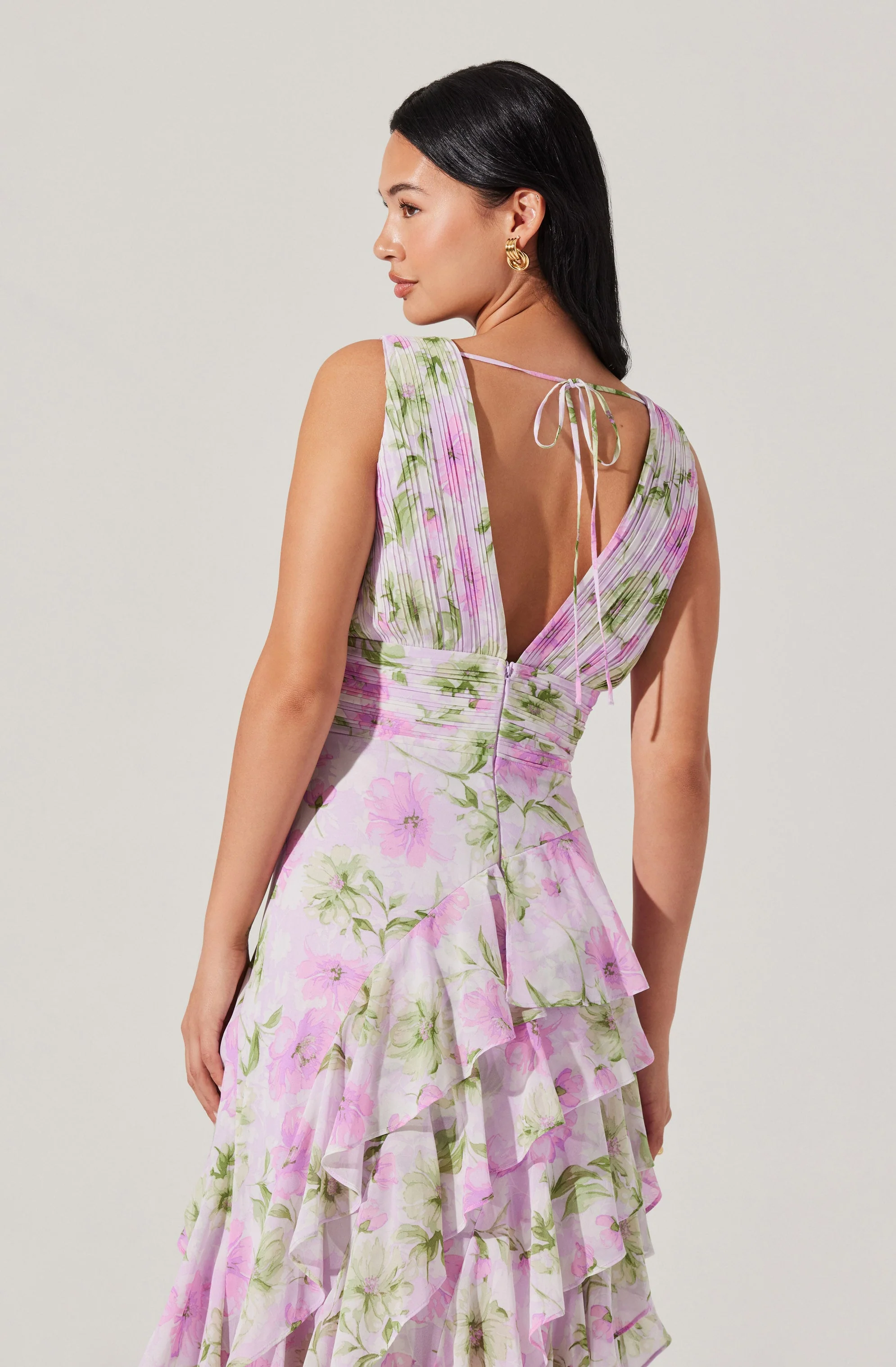 Cytherea Asymmetric Floral Ruffle Midi Dress - Image 5