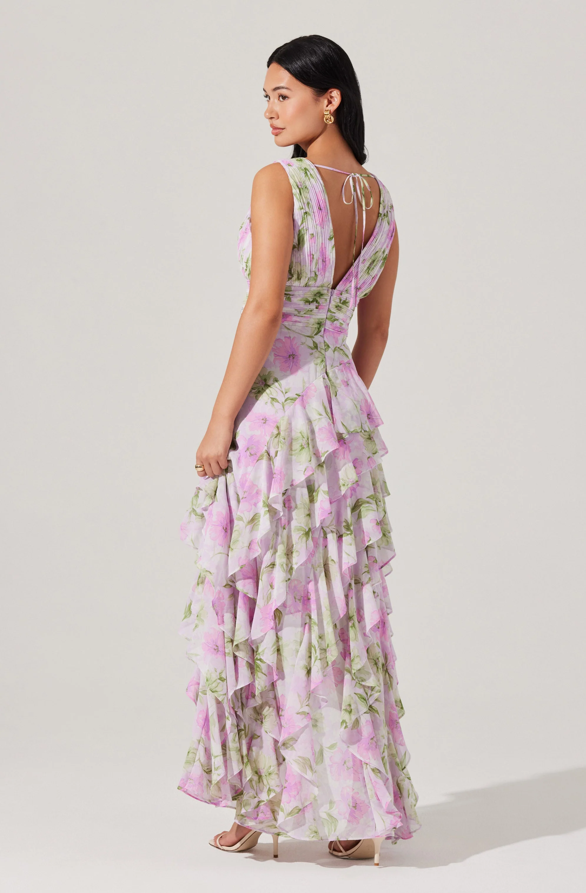 Cytherea Asymmetric Floral Ruffle Midi Dress - Image 6