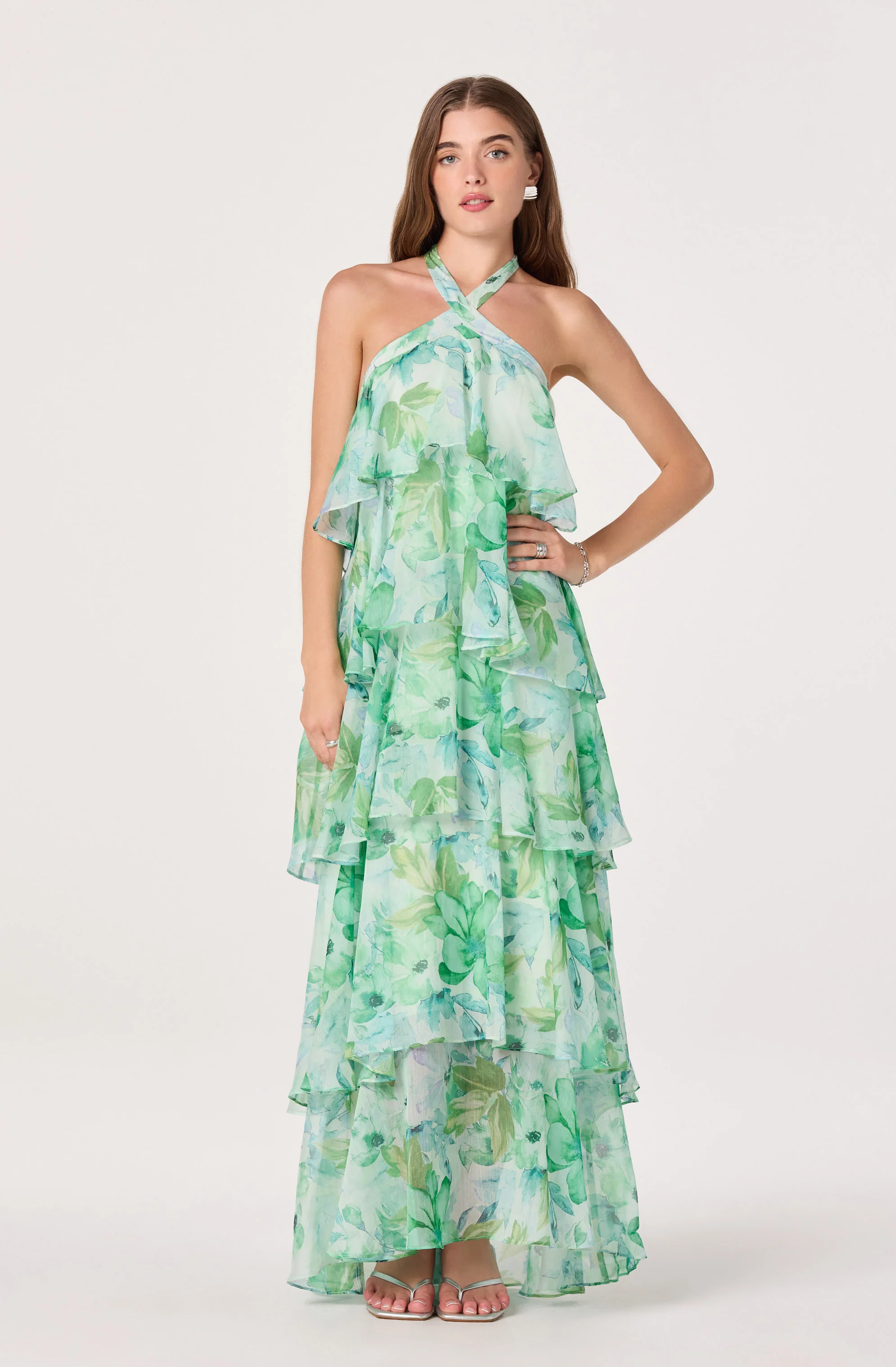 Daiga Floral Halter Tiered Dress - Image 2