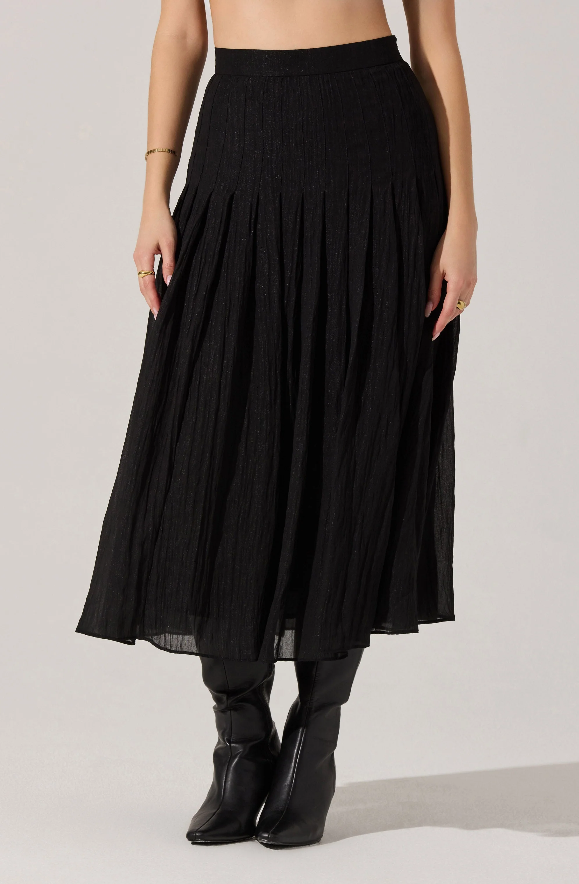 Daivini Pleated Crinkle Midi Skirt - Image 2
