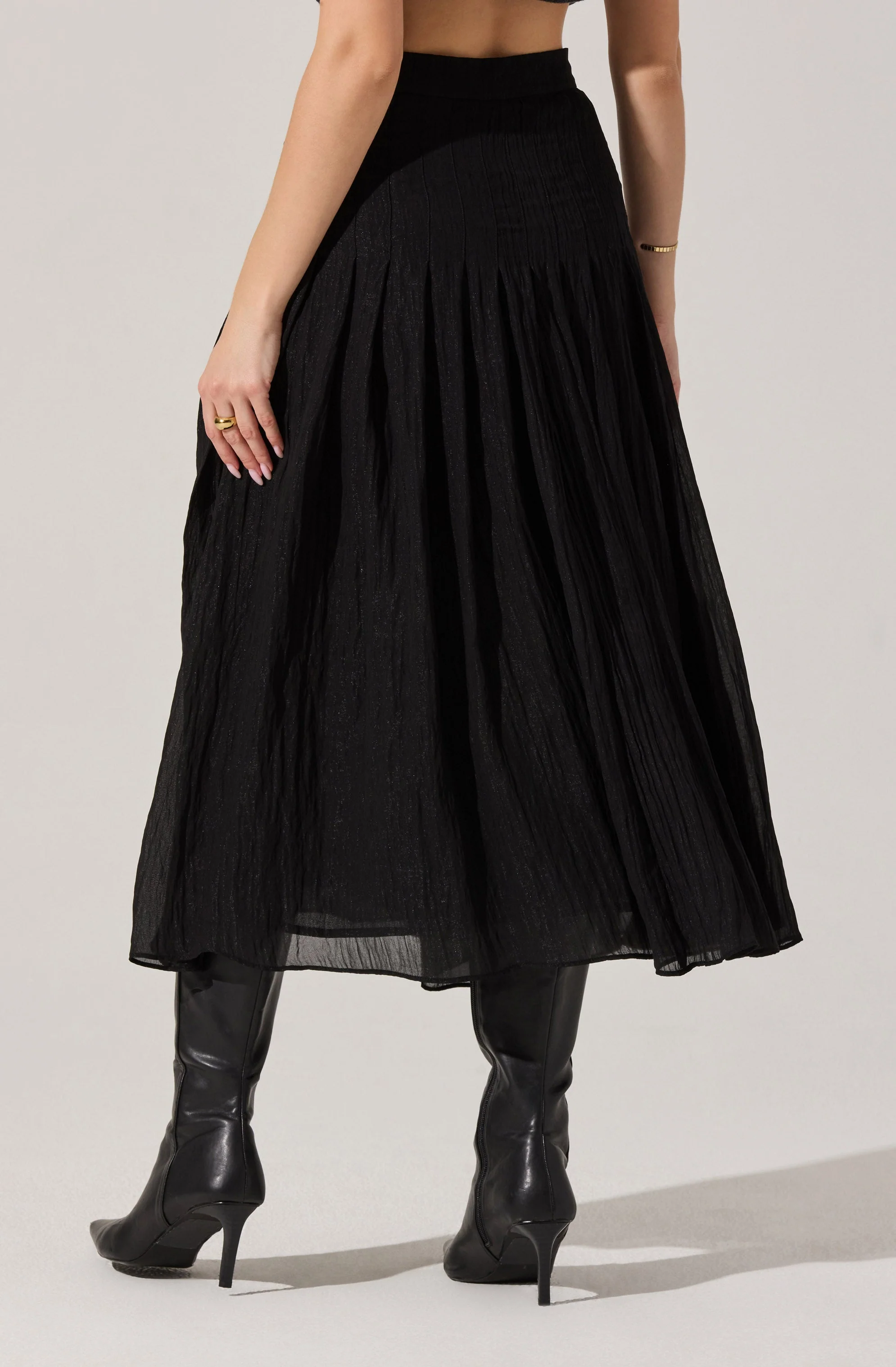 Daivini Pleated Crinkle Midi Skirt - Image 3