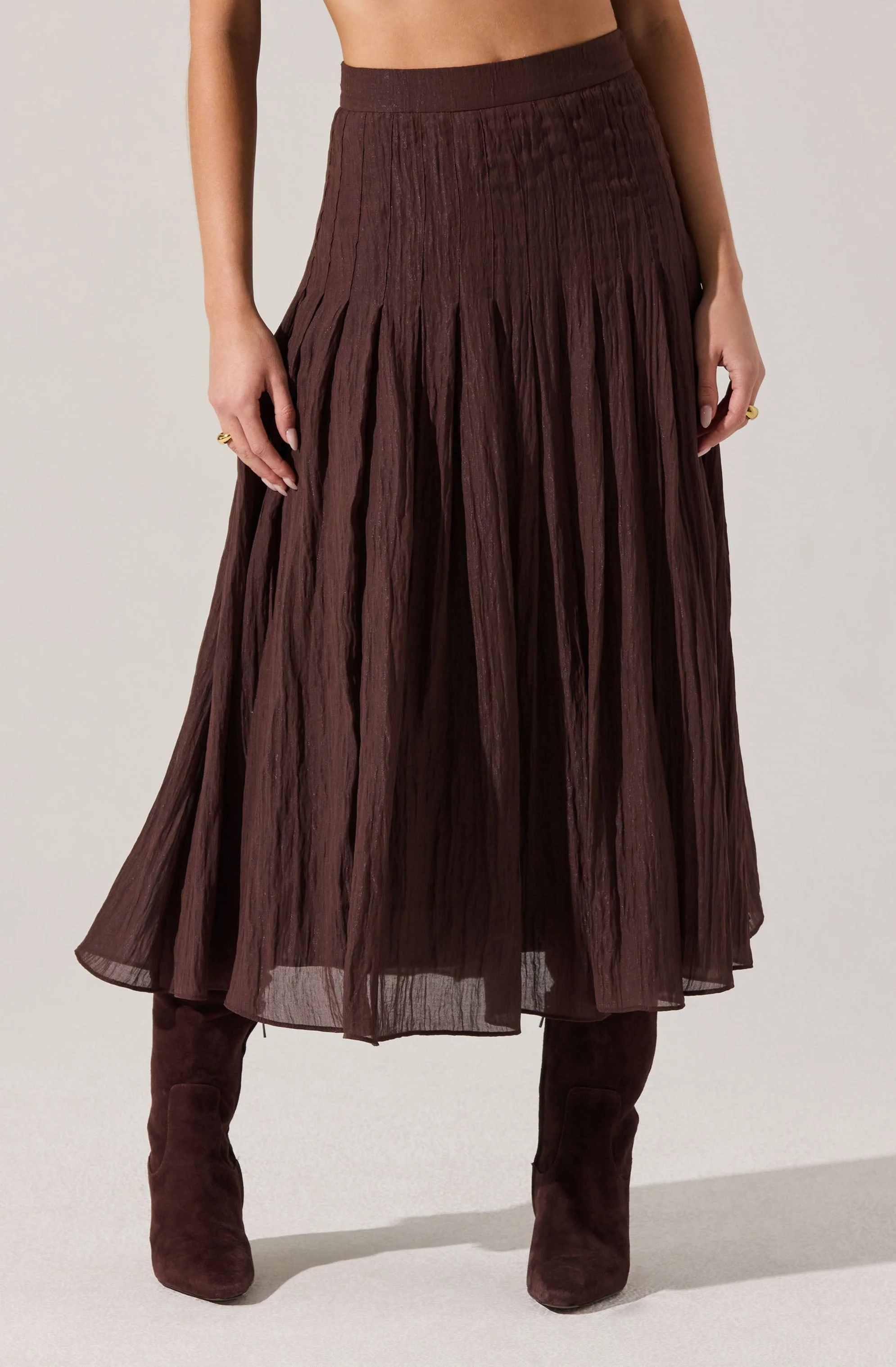 Daivini Pleated Crinkle Midi Skirt - Image 8