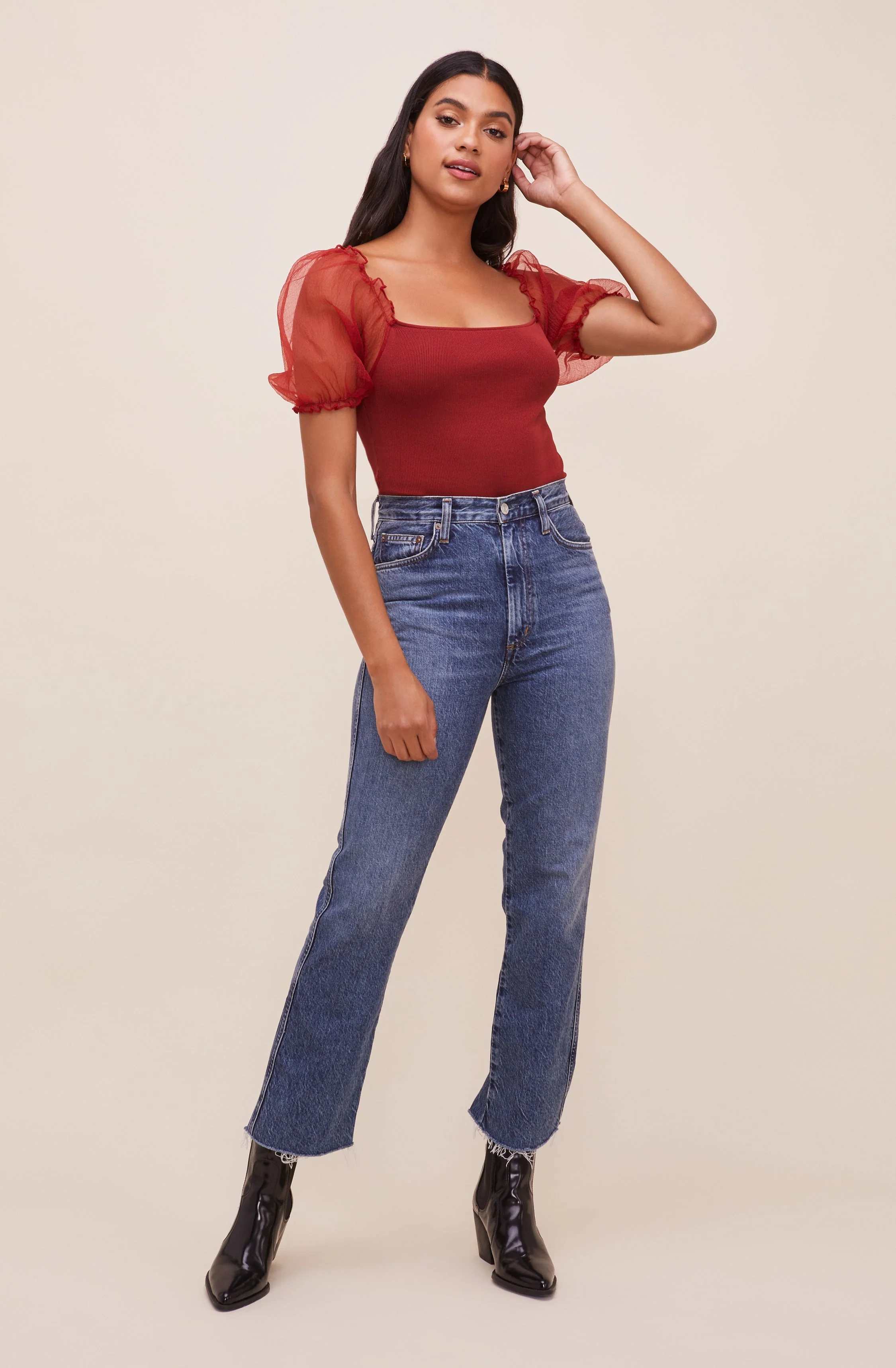 Darling Sheer Puff Sleeve Bodysuit - Image 4