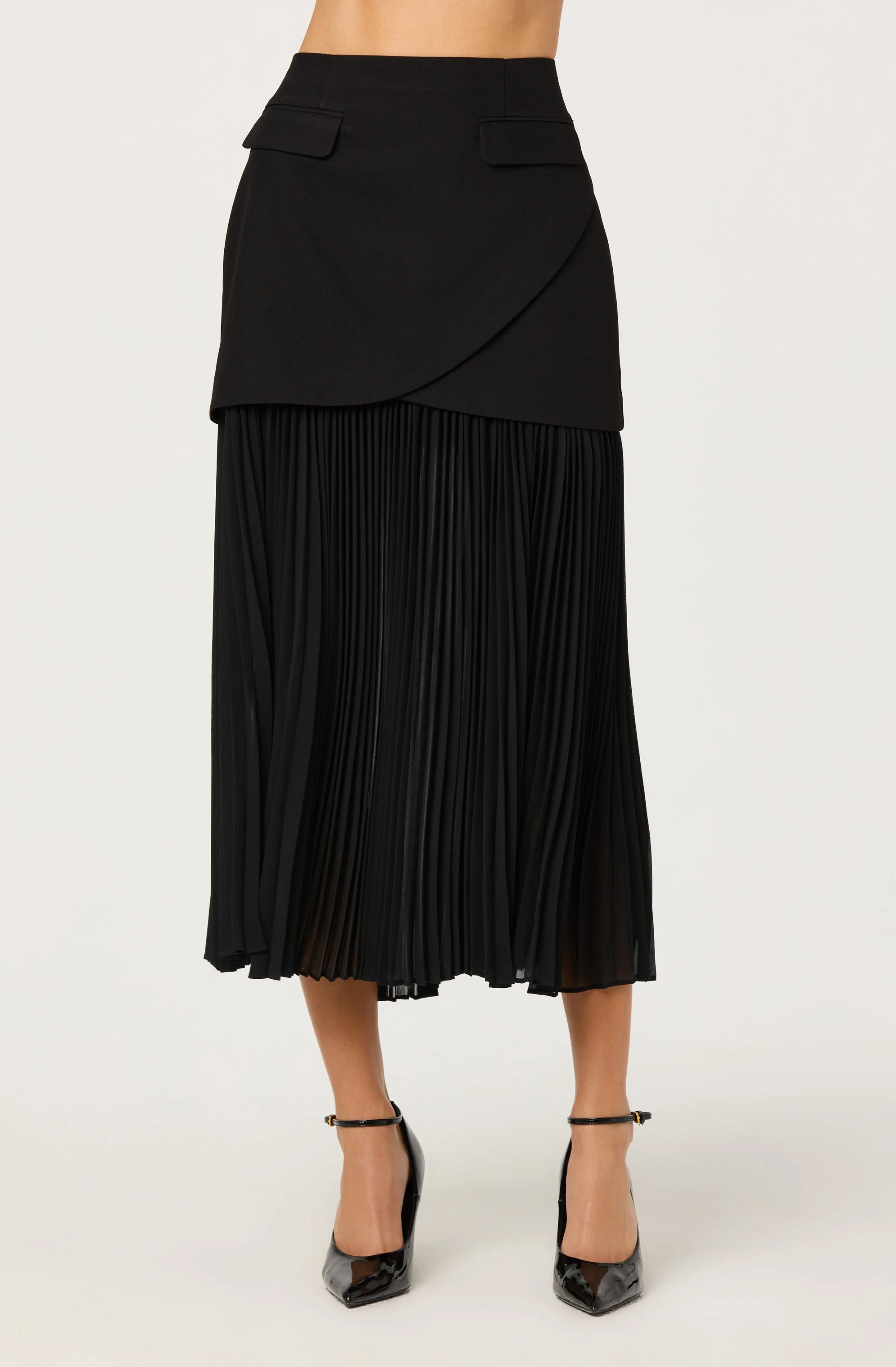 Deaile Contrast Layered Pleated Skirt - Image 2