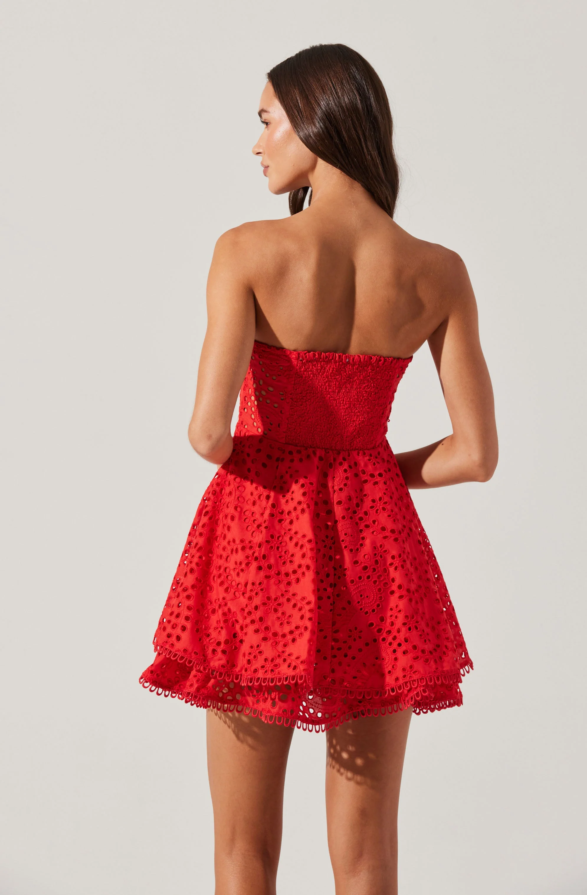 Deasia Strapless Eyelet Mini Dress - Image 10