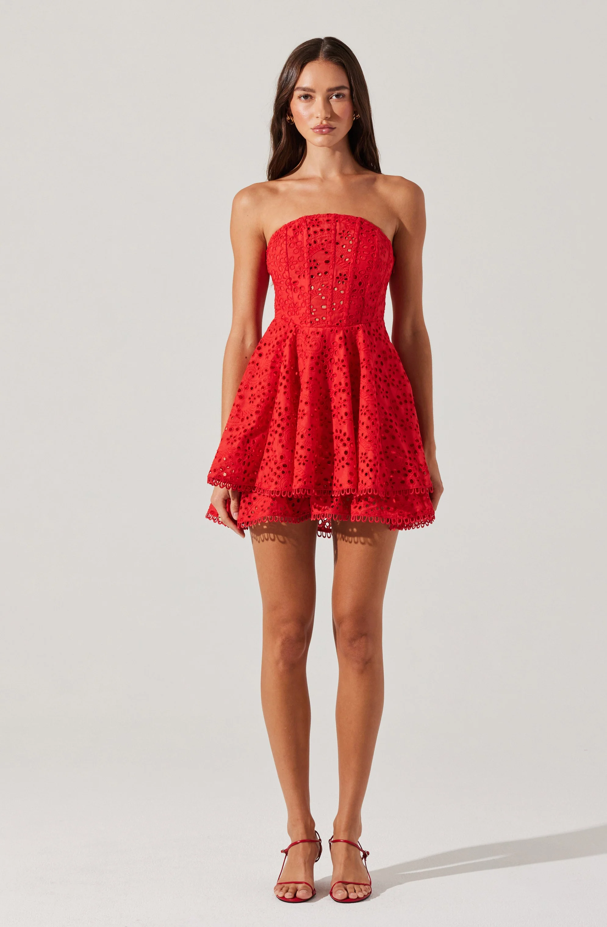 Deasia Strapless Eyelet Mini Dress - Image 11