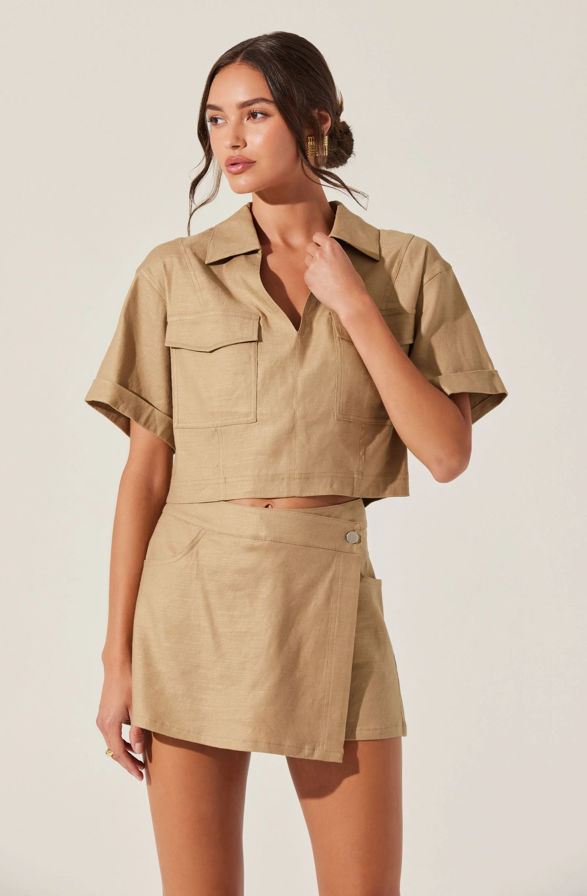 Deborah Linen Blend Safari Skort - Image 3