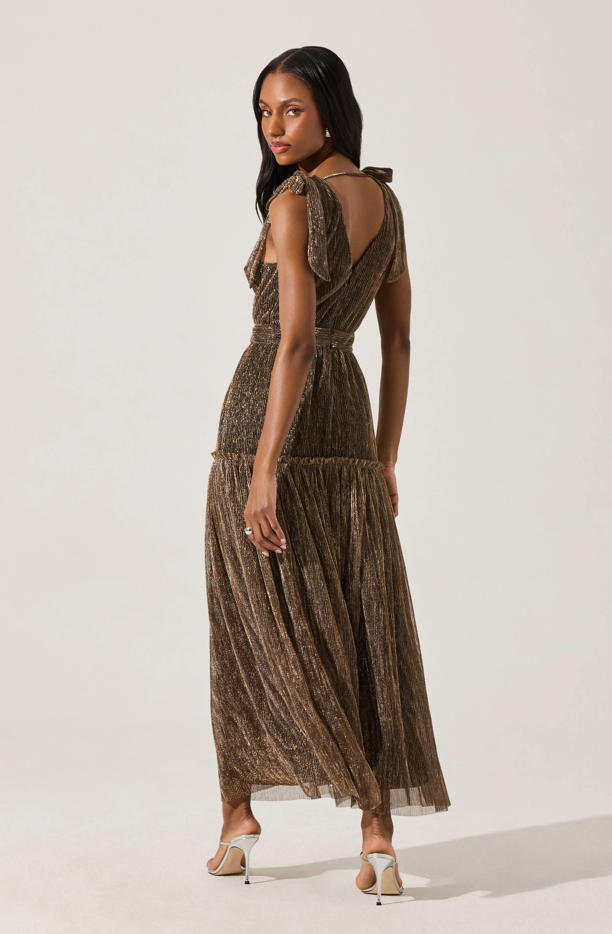Desma Metallic V-Neck Maxi Dress - Image 5