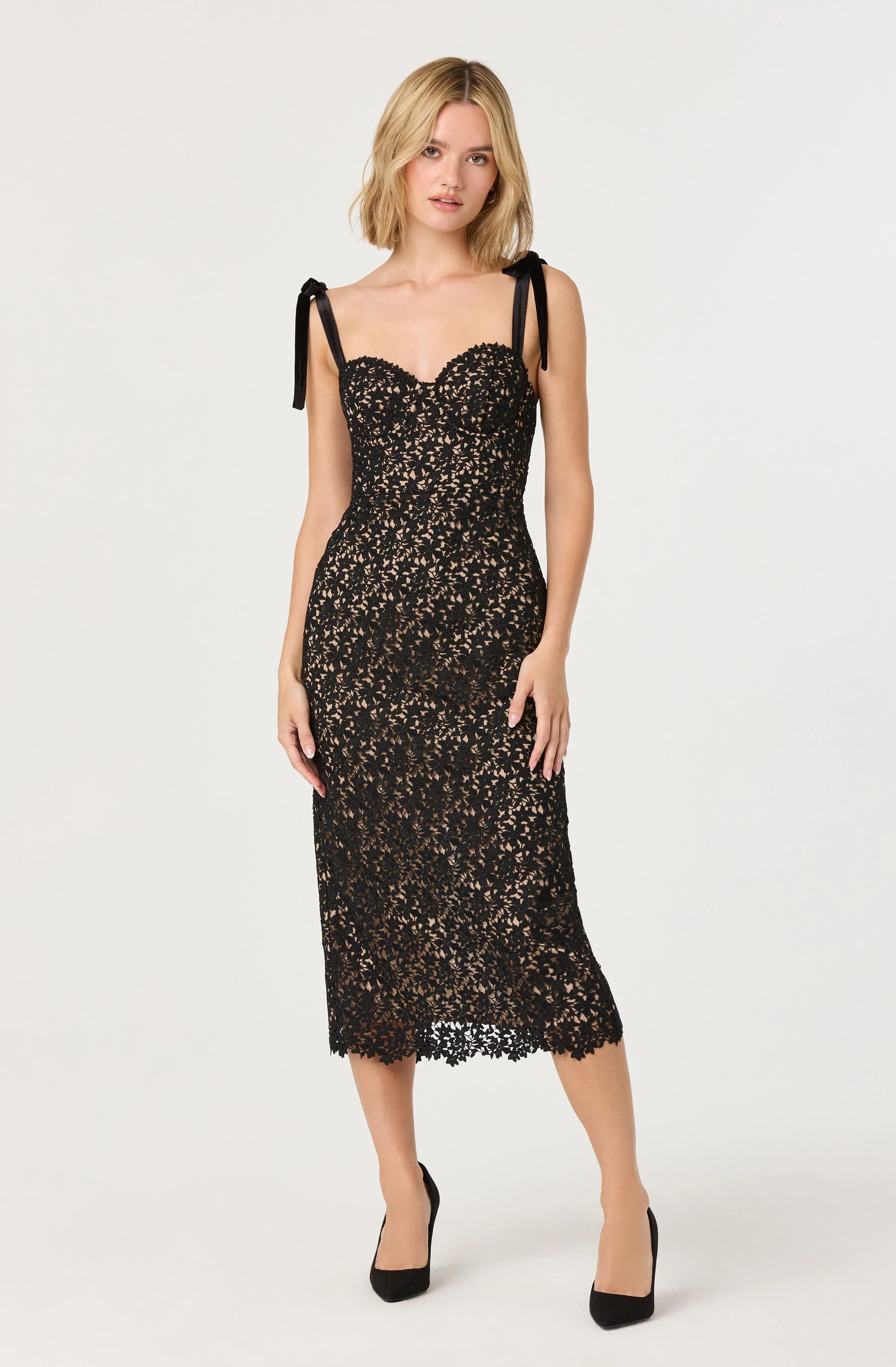 Donne Floral Lace Midi Dress - Image 5