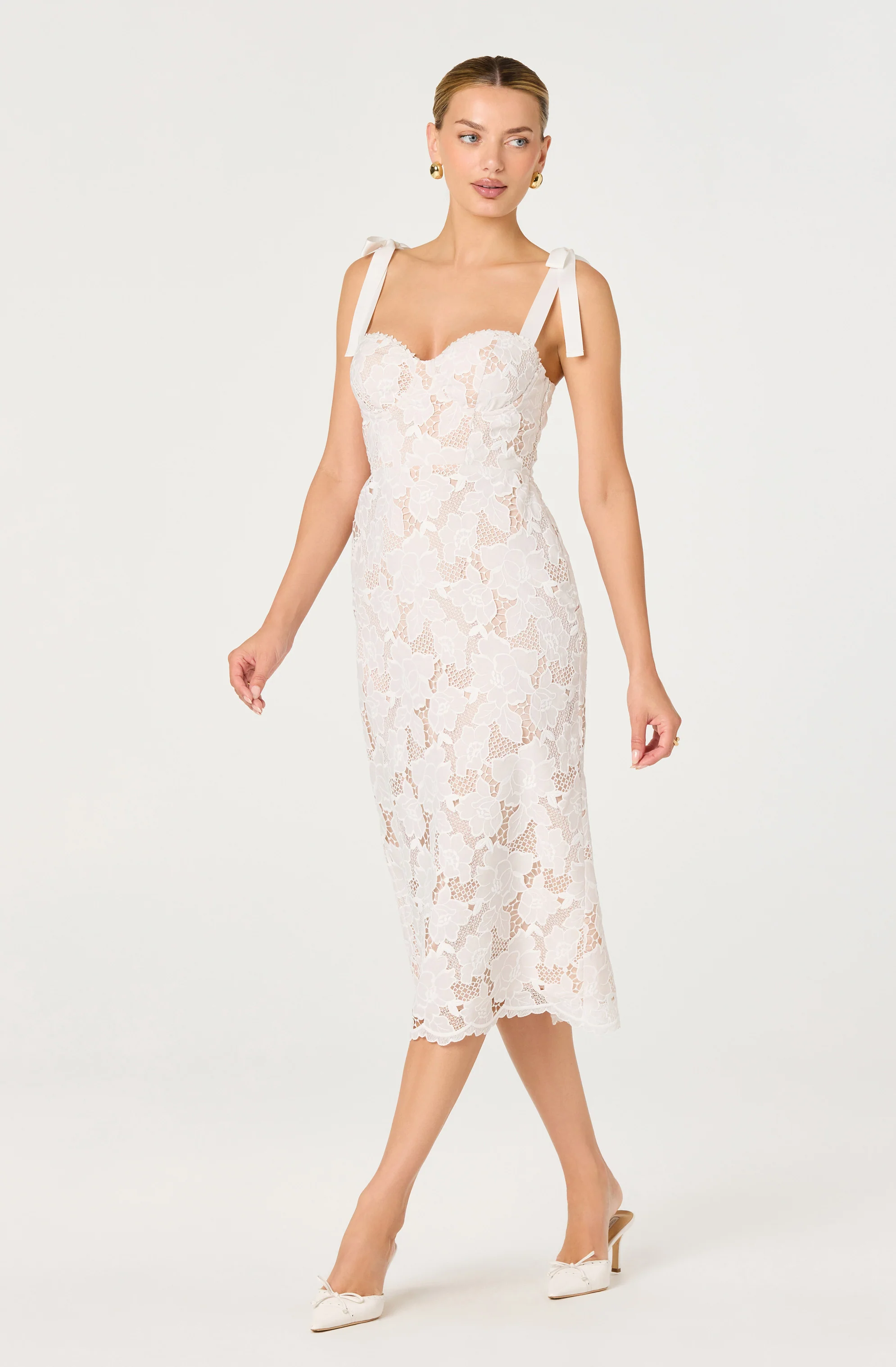 Donne Floral Lace Corset Midi Dress - Image 2