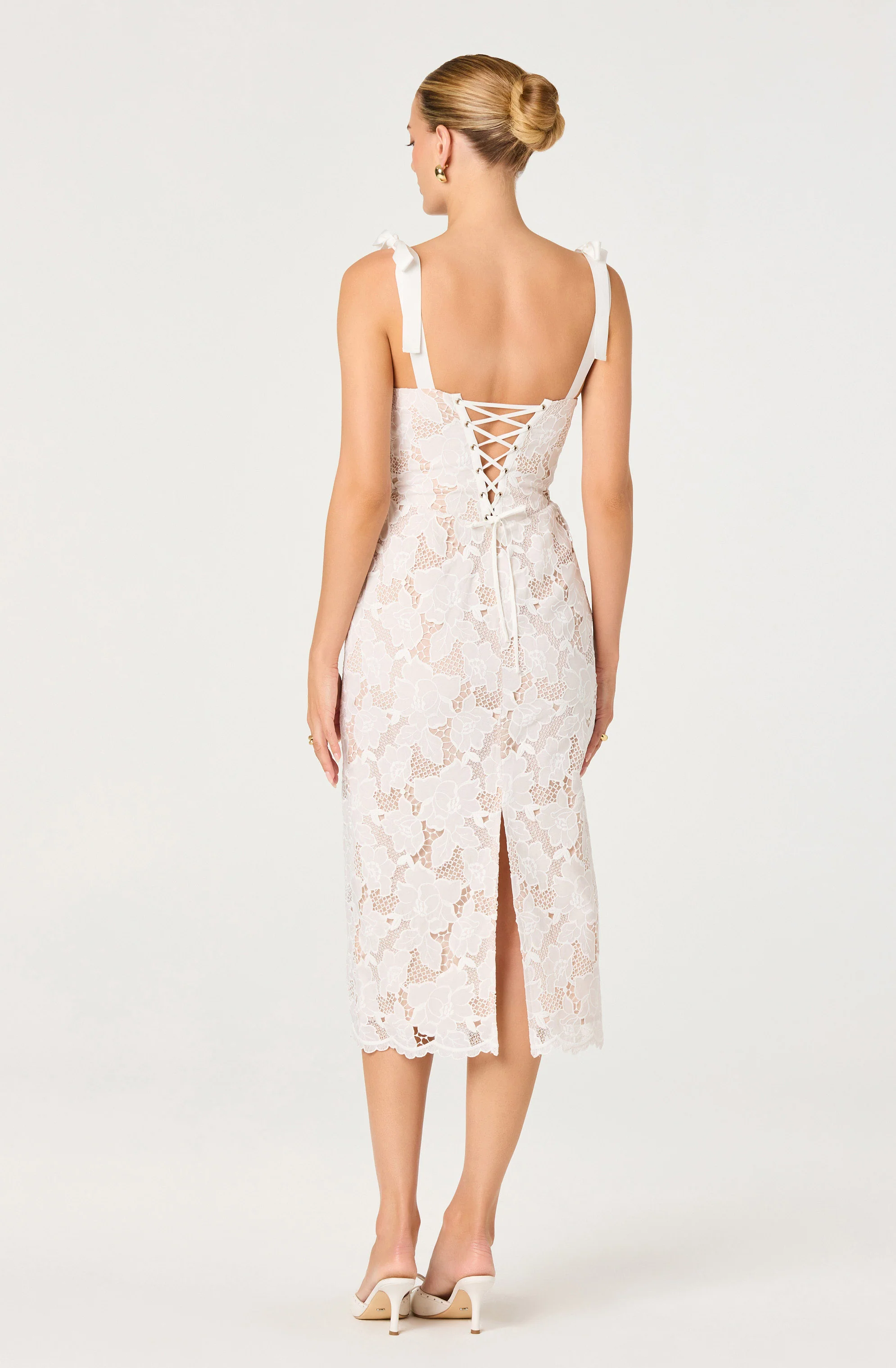 Donne Floral Lace Corset Midi Dress - Image 6