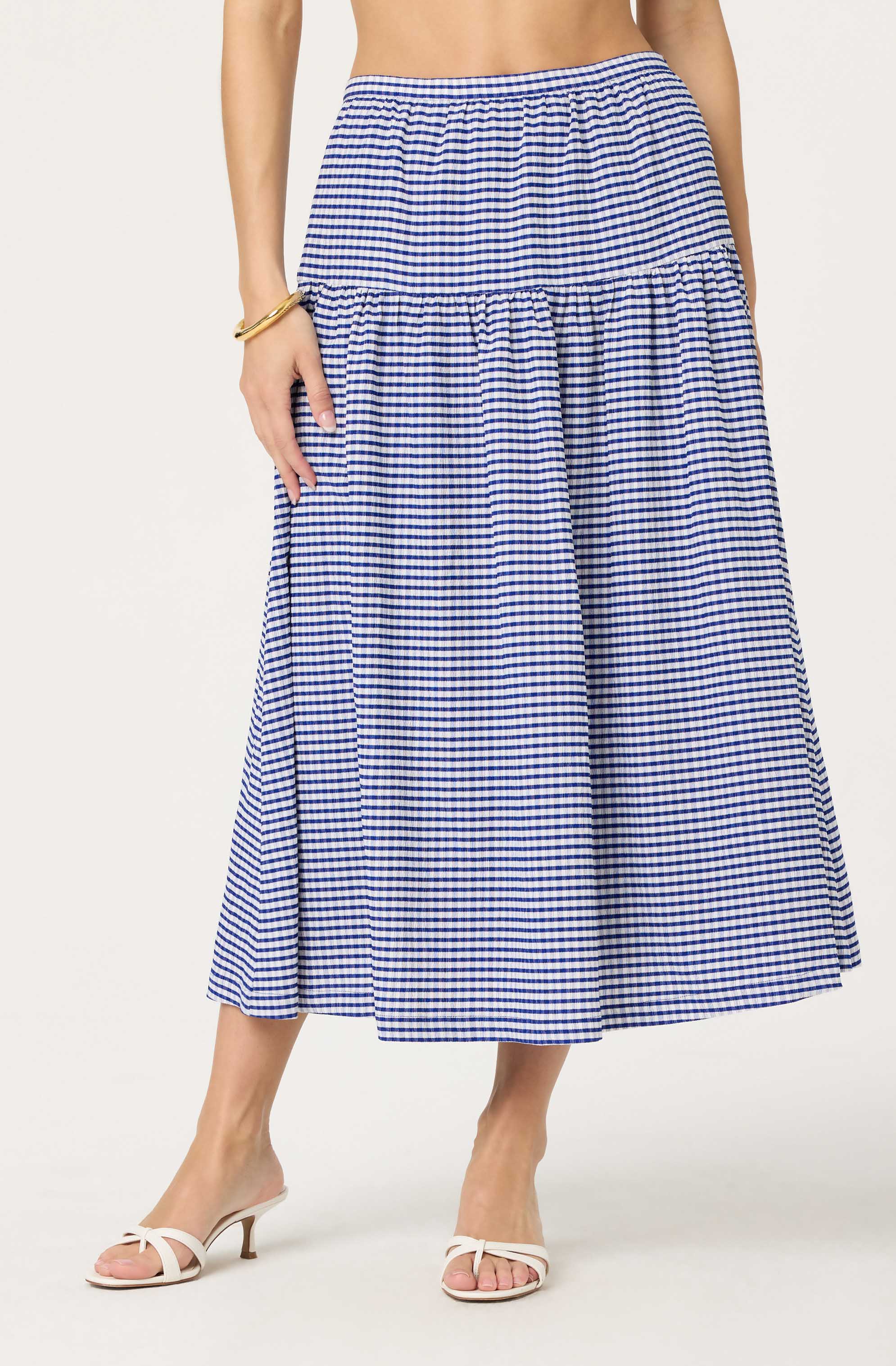 Drop Waist Gingham Midi Skirt - Image 2