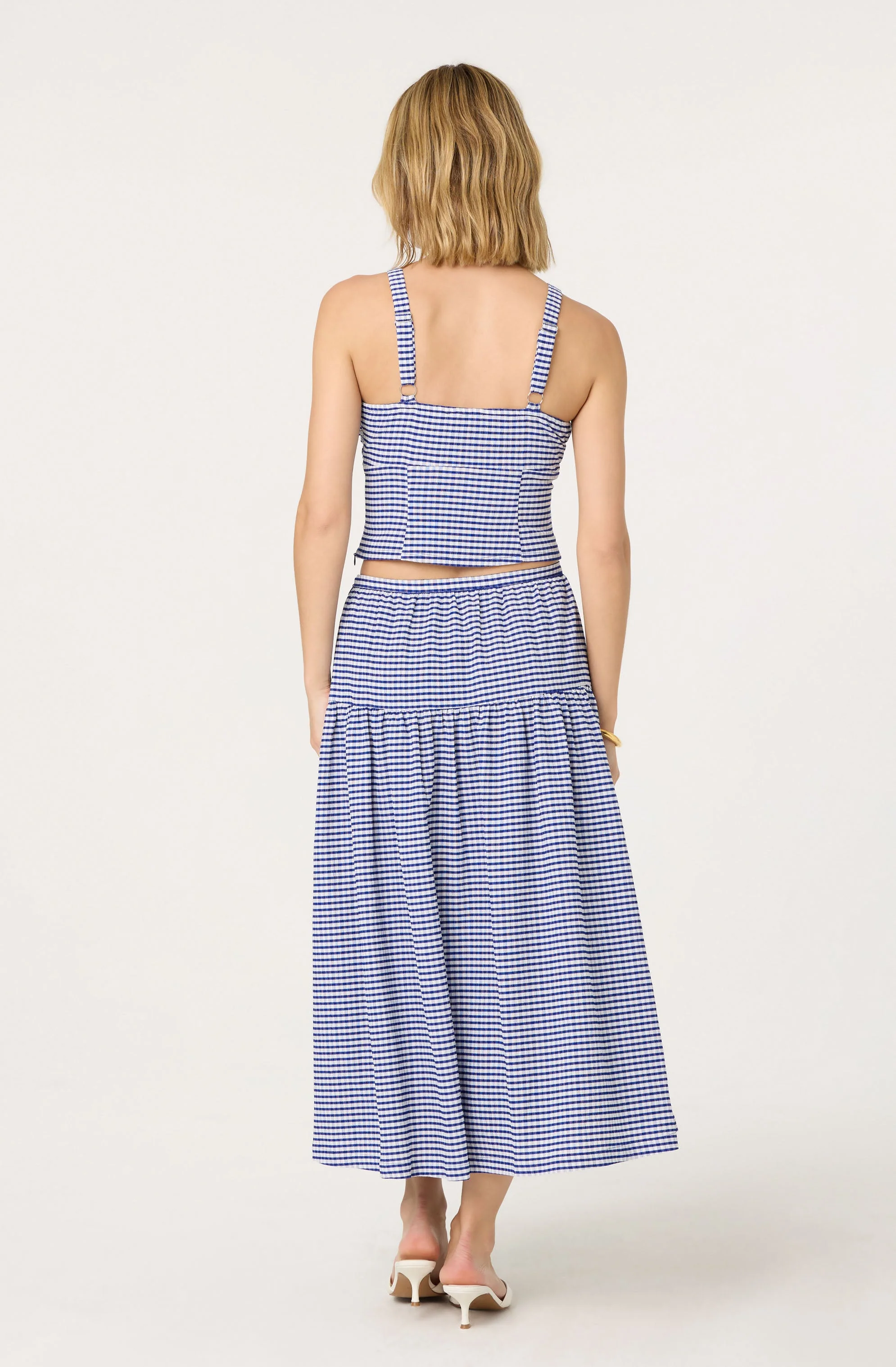 Drop Waist Gingham Midi Skirt - Image 5