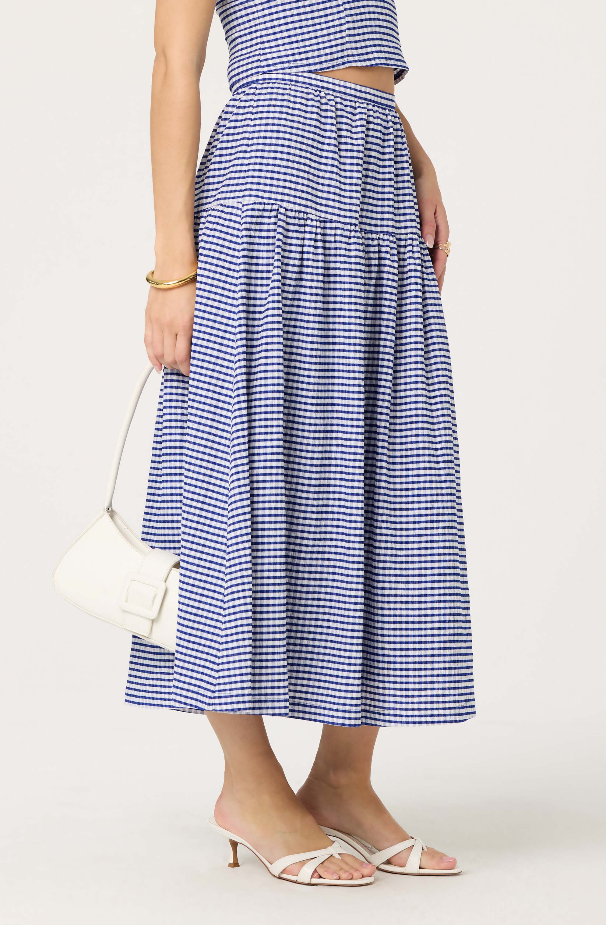 Drop Waist Gingham Midi Skirt - Image 6