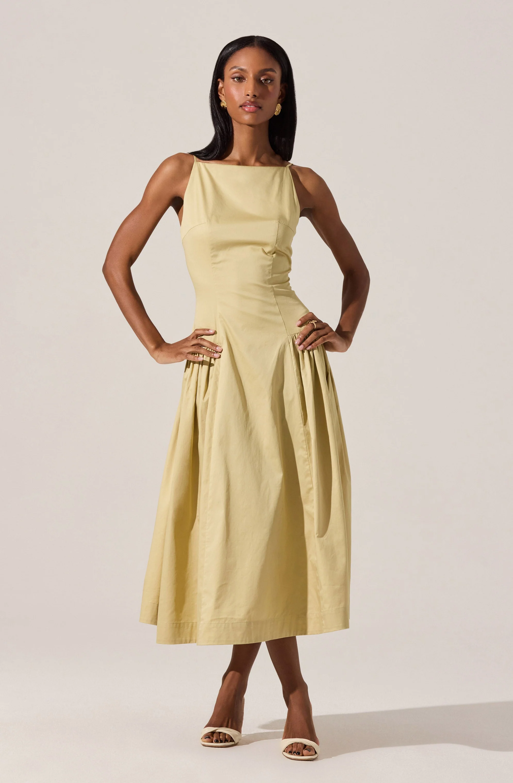 High Square Neck Midi Dress - Image 13