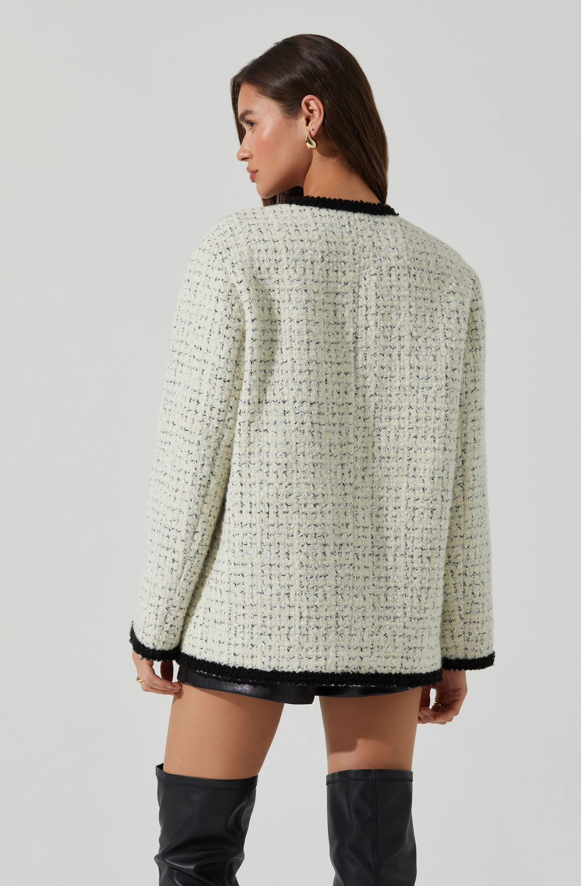 Editha Contrast Tweed Coat - Image 5