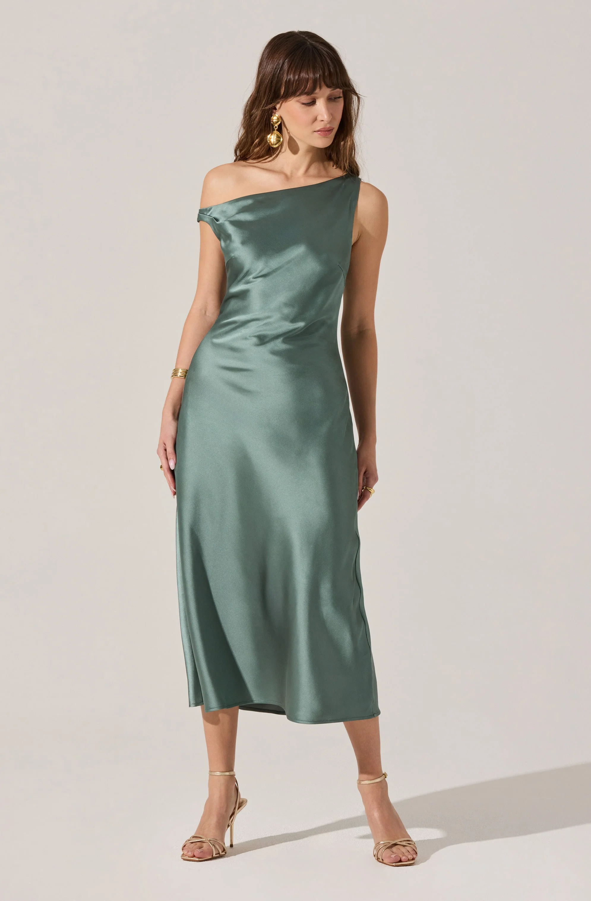 Elain Satin Off Shoulder Midi Dress - Image 11