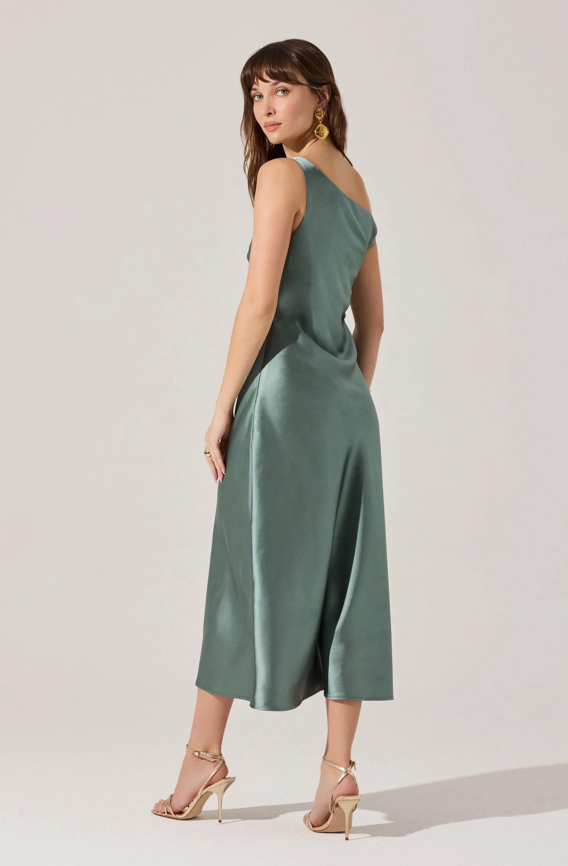 Elain Satin Off Shoulder Midi Dress - Image 12