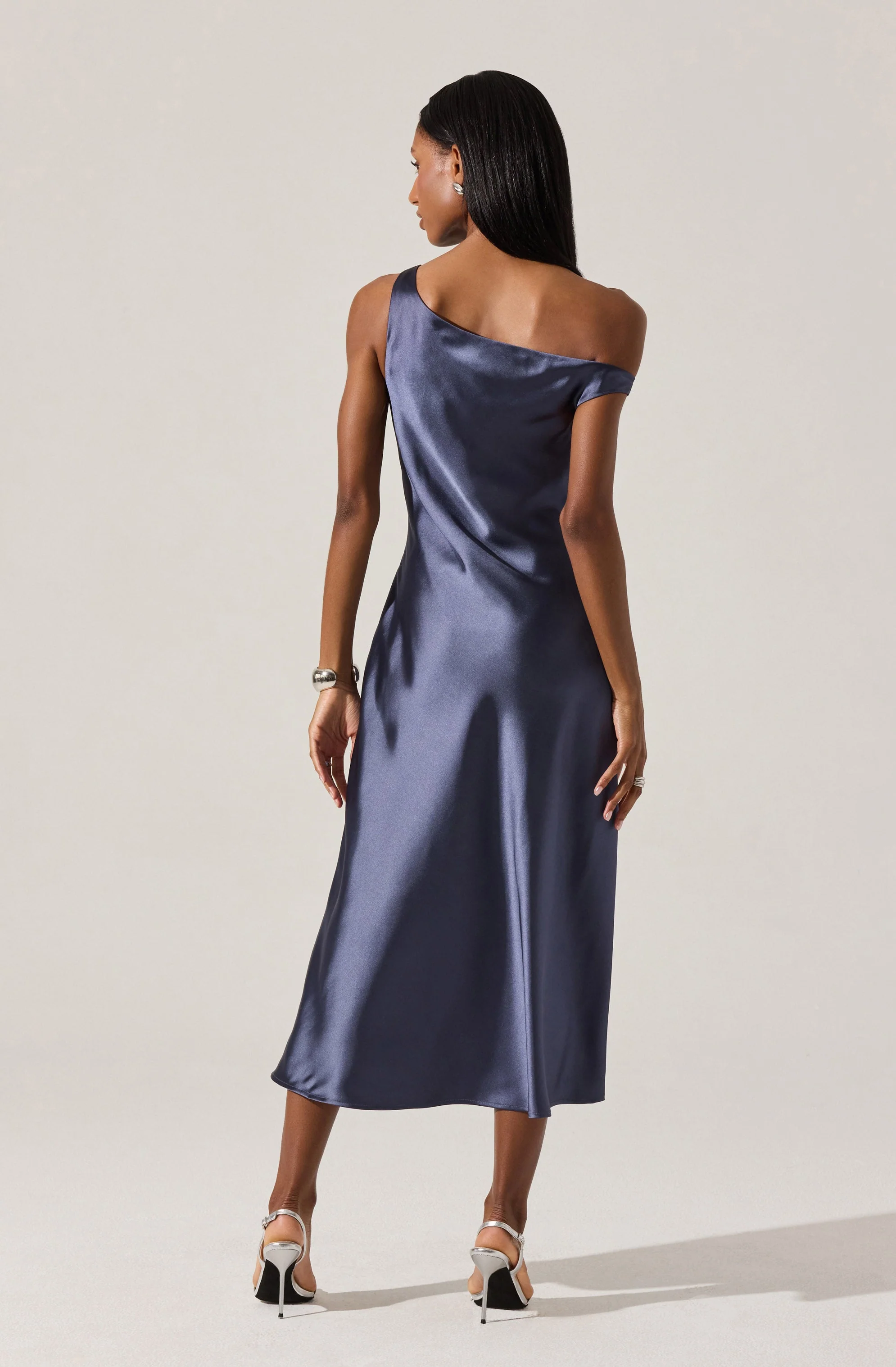 Elain Satin Off Shoulder Midi Dress - Image 2