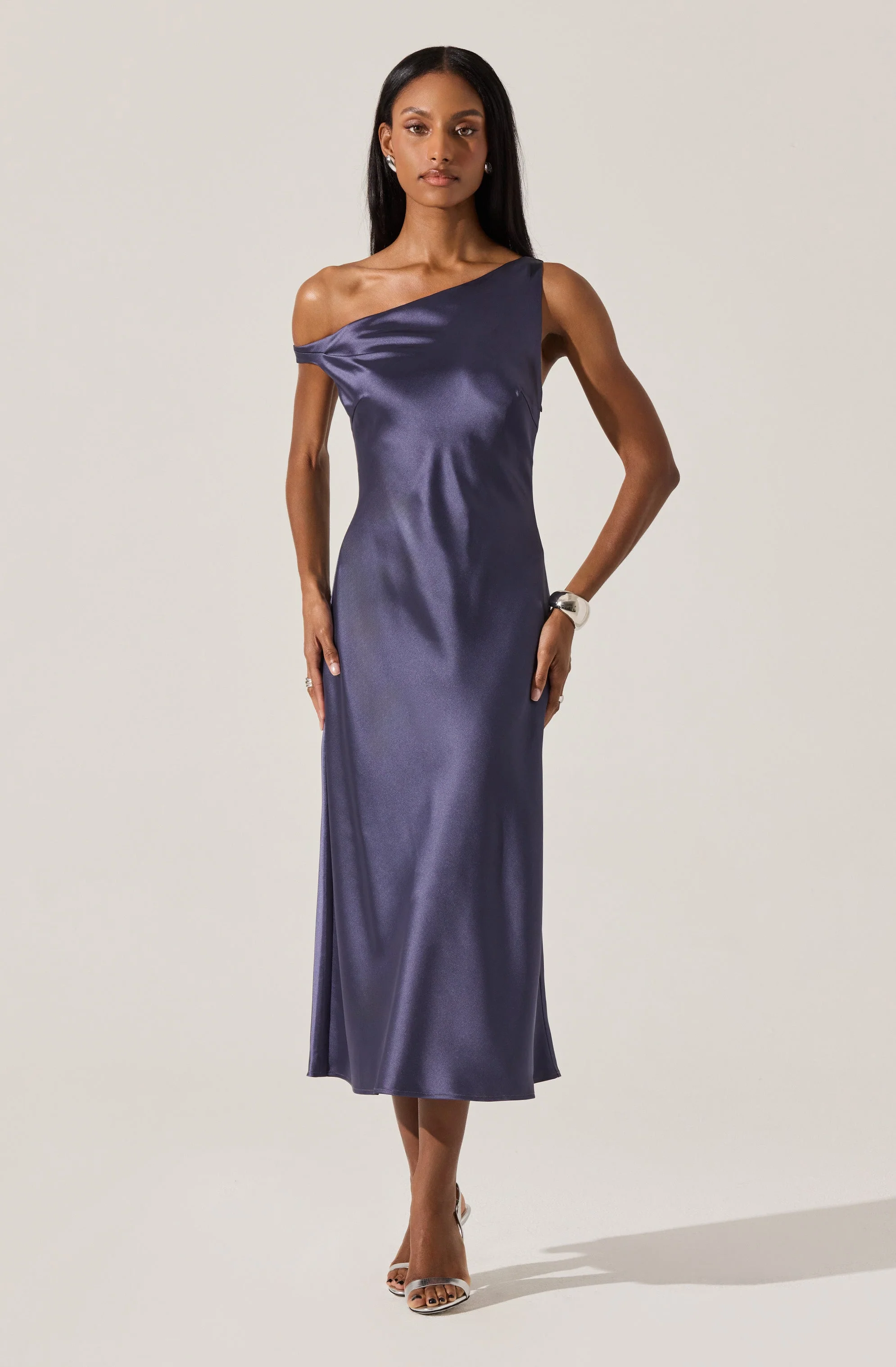 Elain Satin Off Shoulder Midi Dress - Image 5
