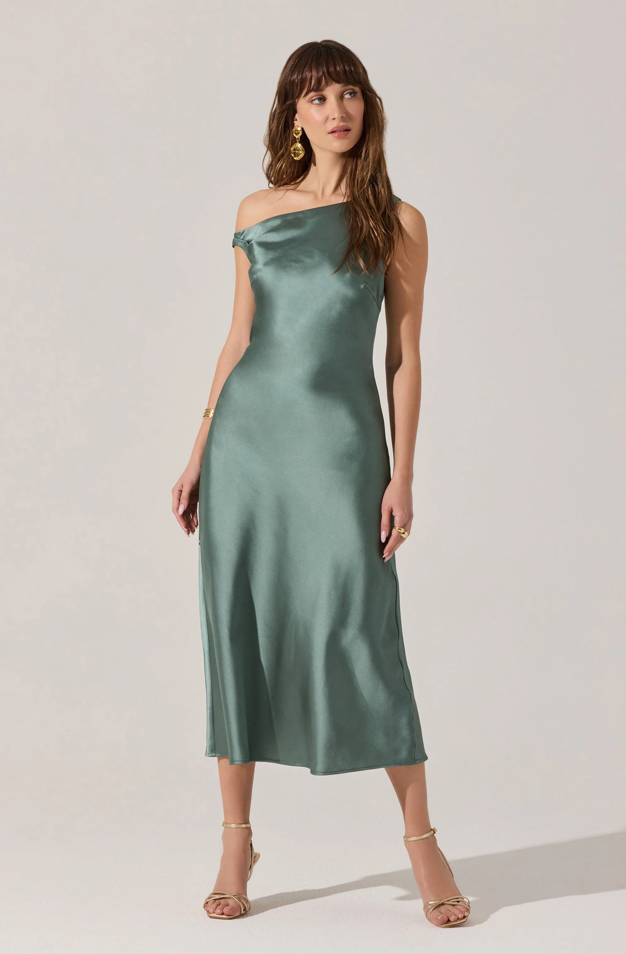Elain Satin Off Shoulder Midi Dress - Image 7